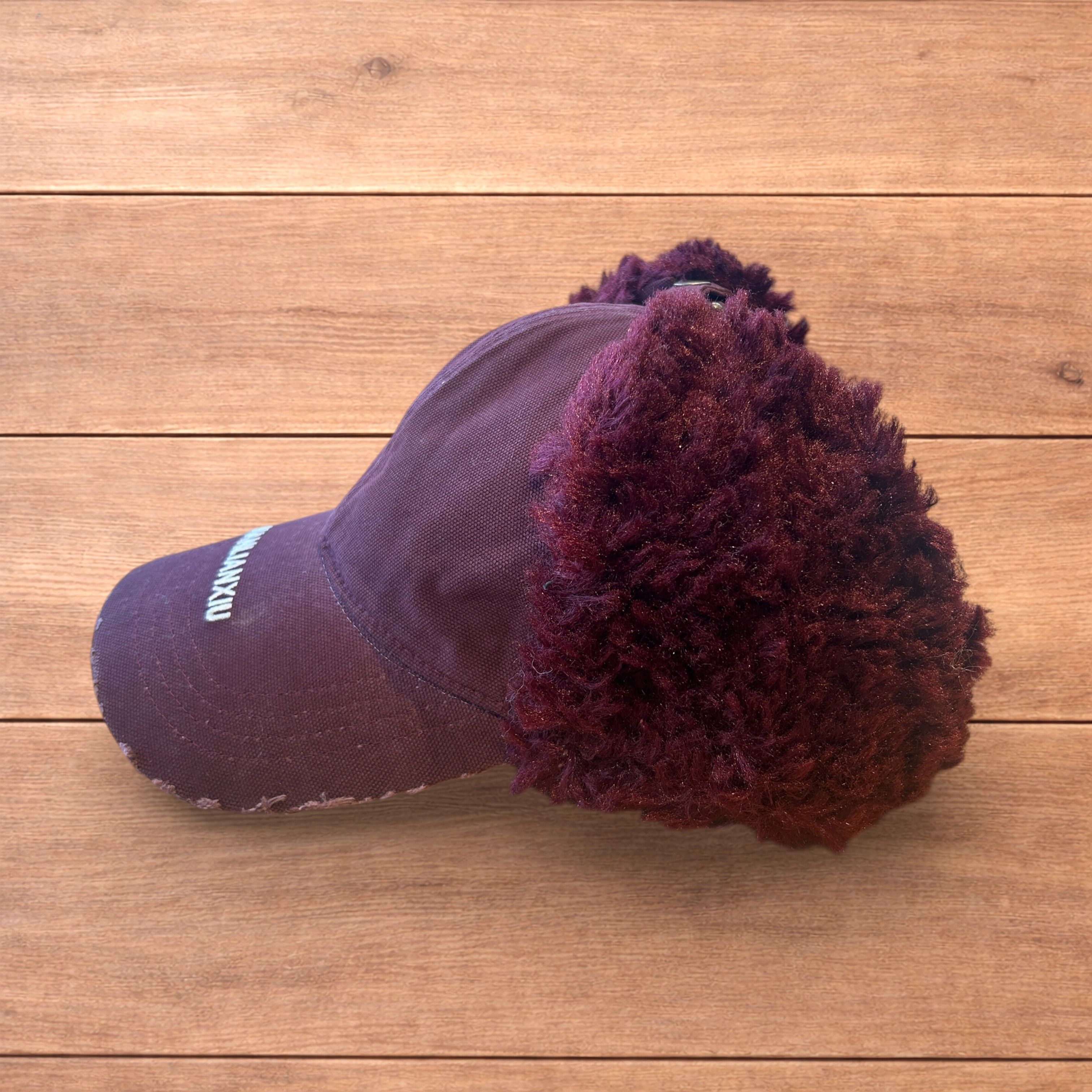 Japanese Brand Vintage style trapper Russian ear flap hat in maroon/red. Size ONE SIZE - 5 Thumbnail