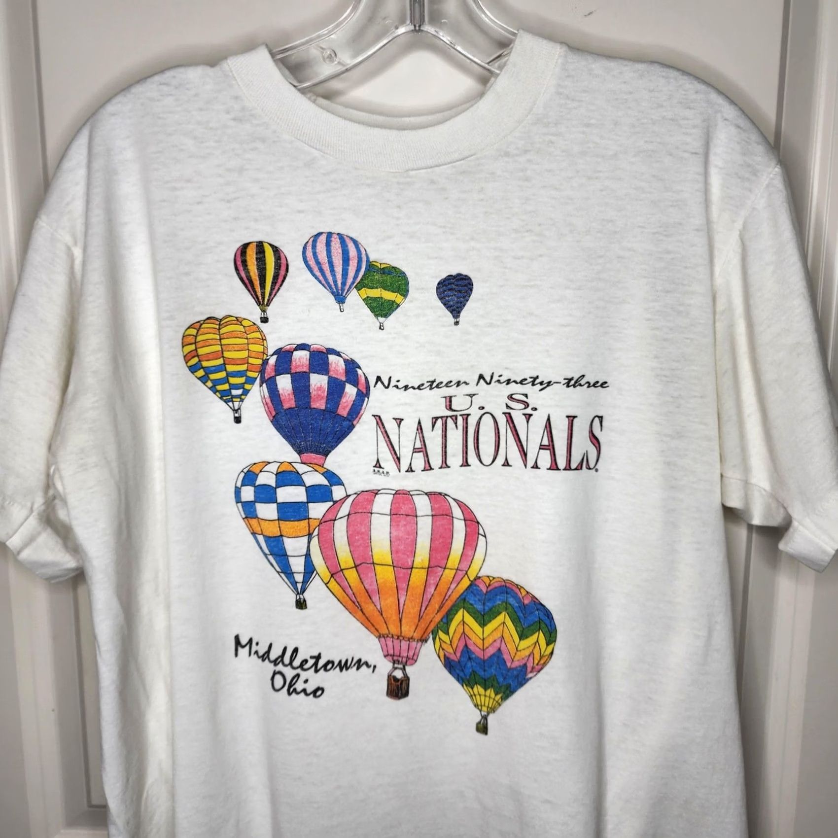 Vintage VINTAGE 1993 U.S. Nationals Hot Air Balloon Shirt Mens Large White 90s Tee Size US L / EU 52-54 / 3 - 3 Thumbnail