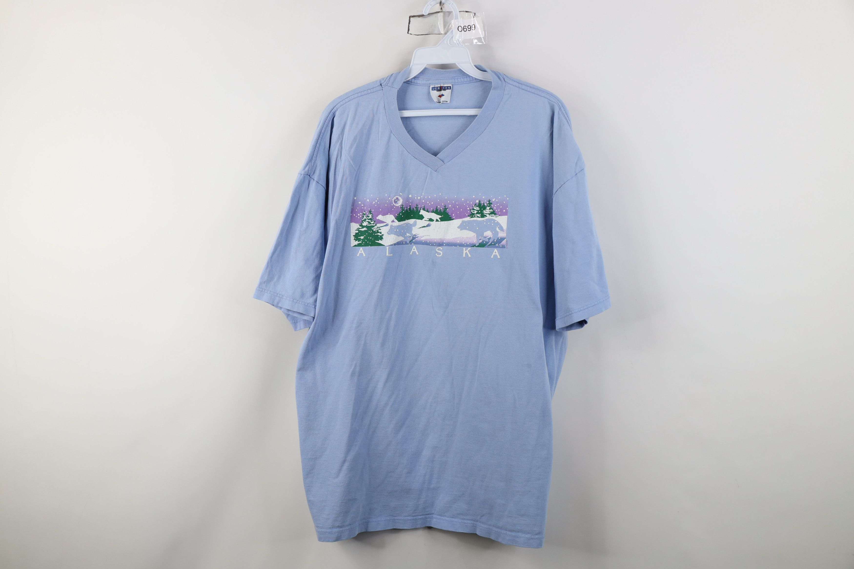 Vintage Vintage 90s Streetwear Alaskas Wolf Dog T-Shirt Blue Cotton Size XXL / US 16-18 / IT 52-54 - 1 Thumbnail