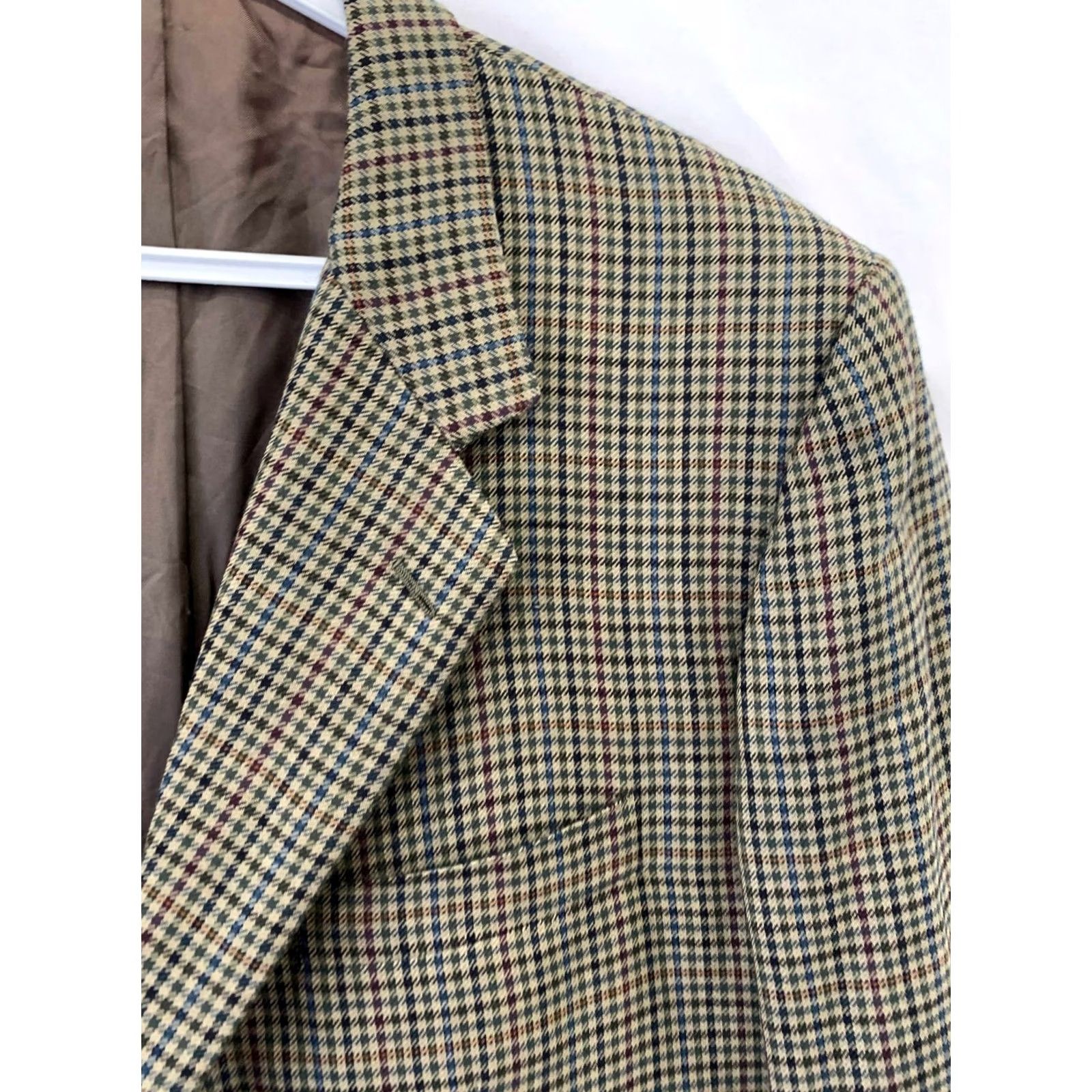 Vintage Belvest Blazer Men’s 46 US Brown Check 100% Cashmere Tailoring Style 2 Piece Mature Long Navy Blazer Mens Size 46R - 7 Thumbnail