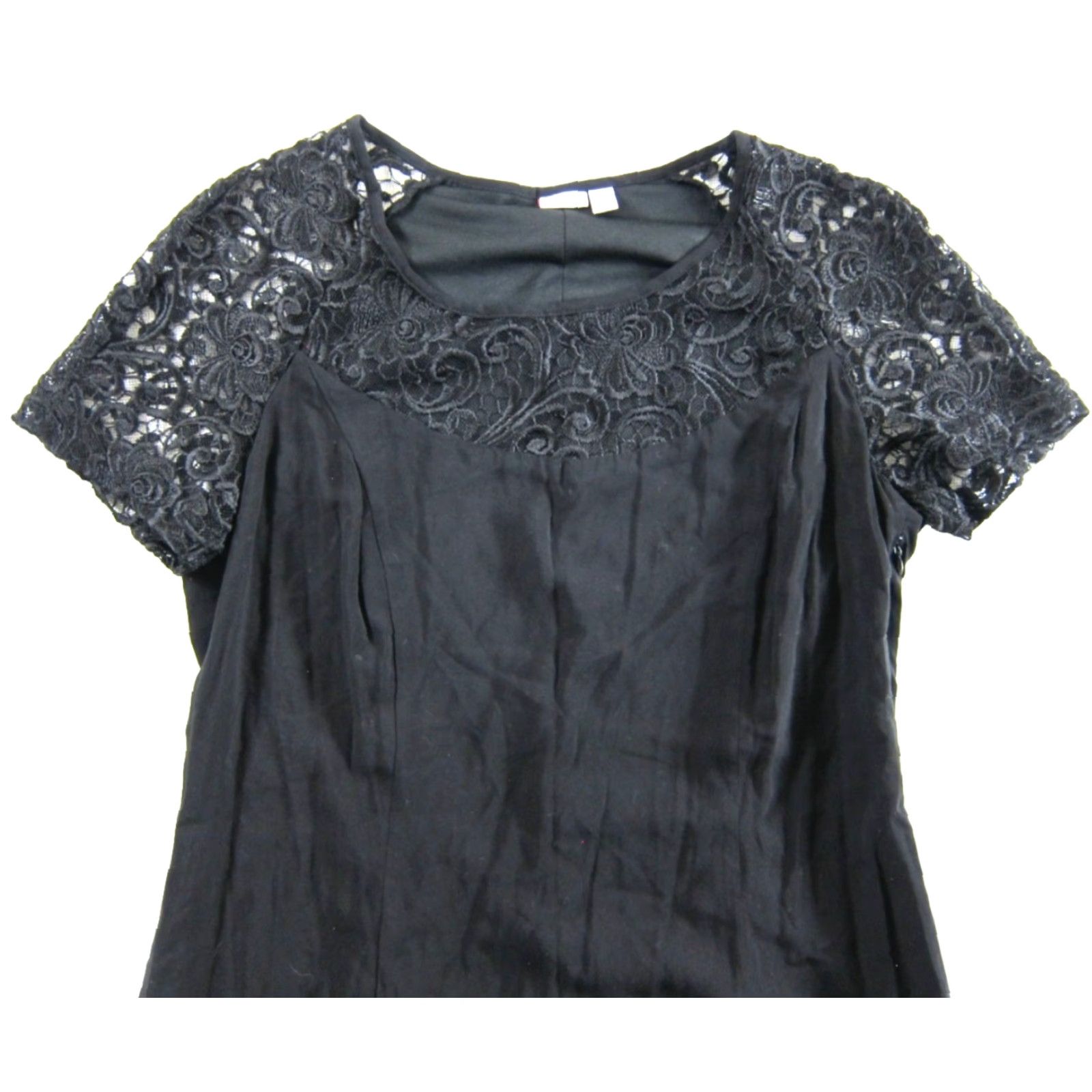 Esprit ESPRIT Black Rayon Floral Lace Short Sleeve Tunic Shift Dress Women 12 Size 34" / US 12 / IT 48 - 4 Thumbnail
