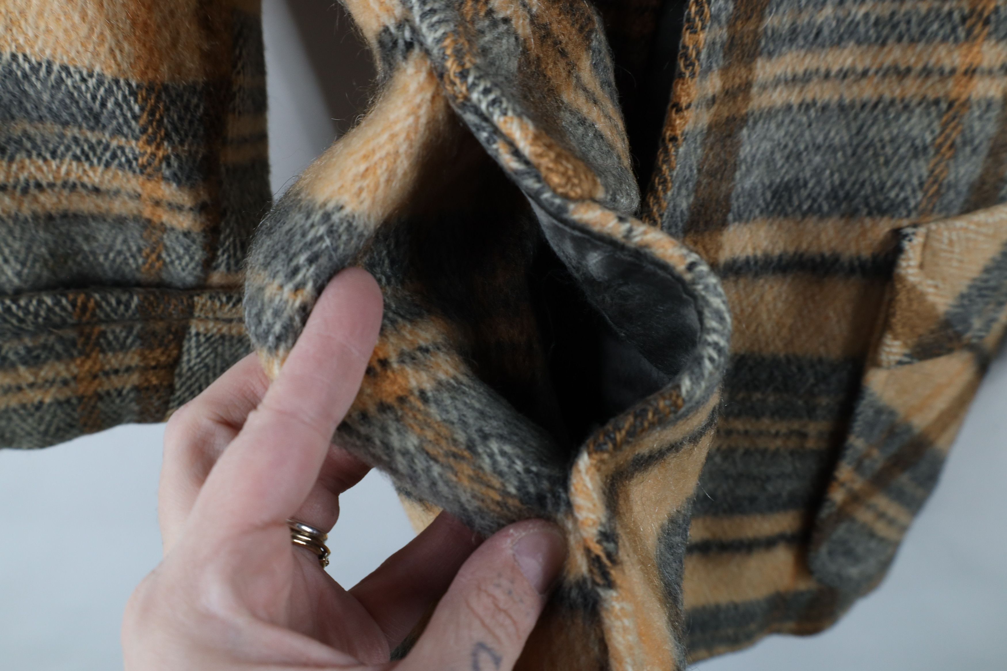 Vintage Vintage 60s Rockabilly Wool Collared Jacket Coat Plai USA Size M / US 6-8 / IT 42-44 - 9 Thumbnail