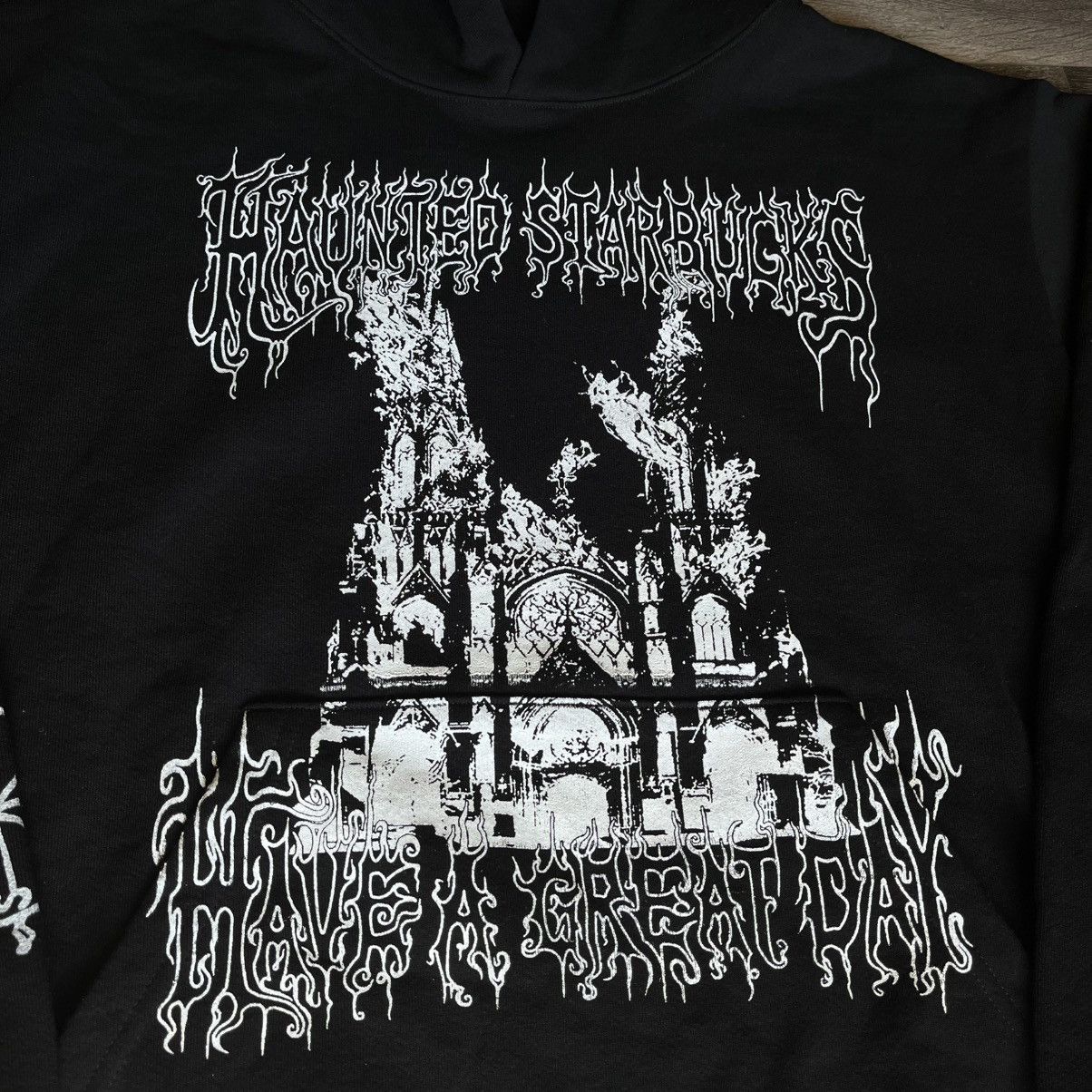 Haunted Starbucks Haunted Starbucks x Have a Great Day NYC Black Metal Hoodie Size US XL / EU 56 / 4 - 3 Thumbnail