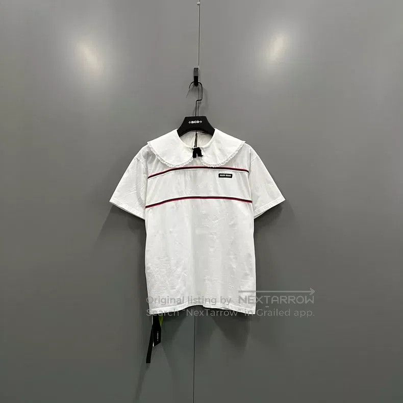 Miu Miu Miu Miu Size S Doll collar letter logo short sleeve Size S / US 4 / IT 40 - 1 Thumbnail