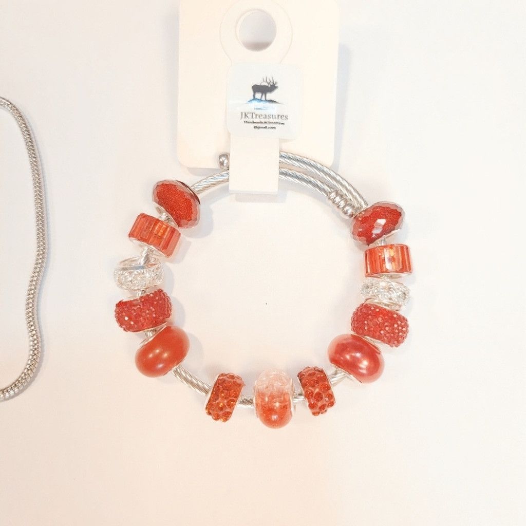 Handmade European Style Large Beaded Adjustable Snake Coil Bracelet Size ONE SIZE - 4 Thumbnail