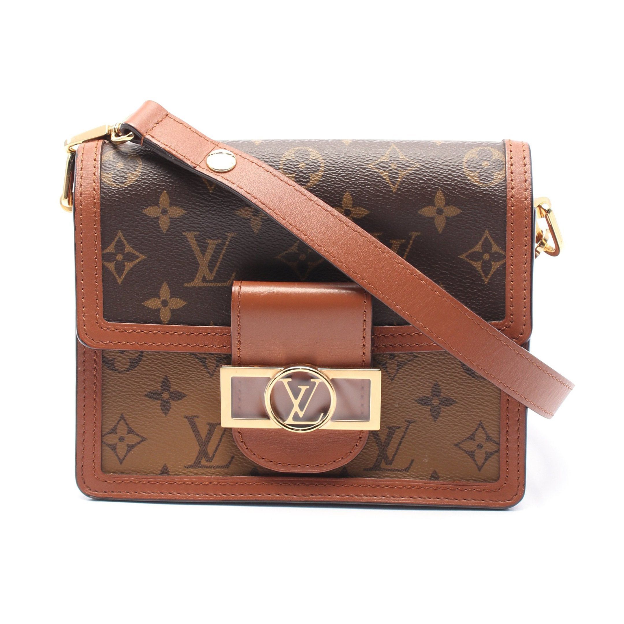 Louis Vuitton Louis Vuitton Dauphine Mini Monogram Reverse Shoulder Bag Leather Brown Beige Size ONE SIZE - 1 Thumbnail