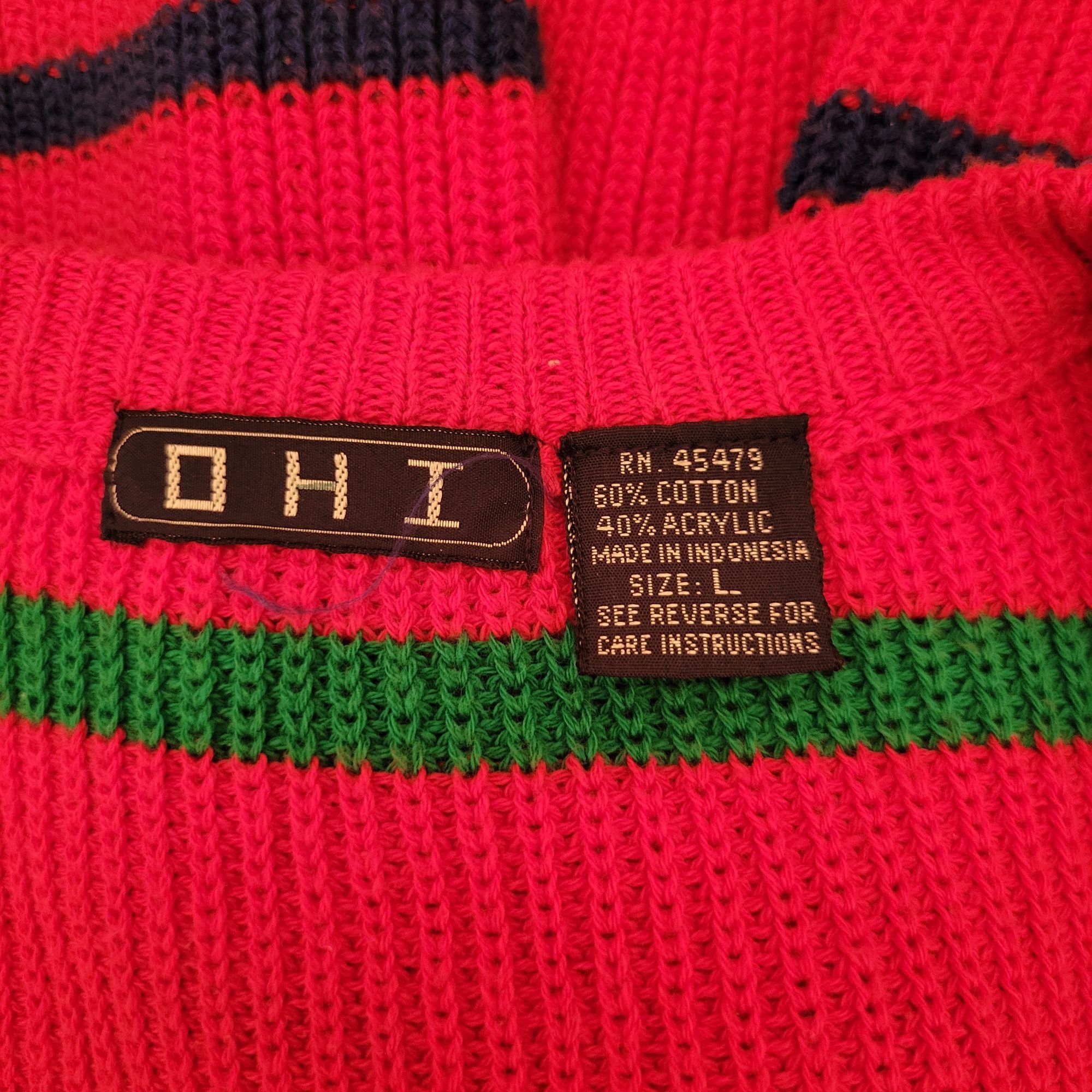 Vintage DHI Vintage L Red Striped Sleeveless Knit Sweater Vest Prima Size L / US 10 / IT 46 - 3 Thumbnail