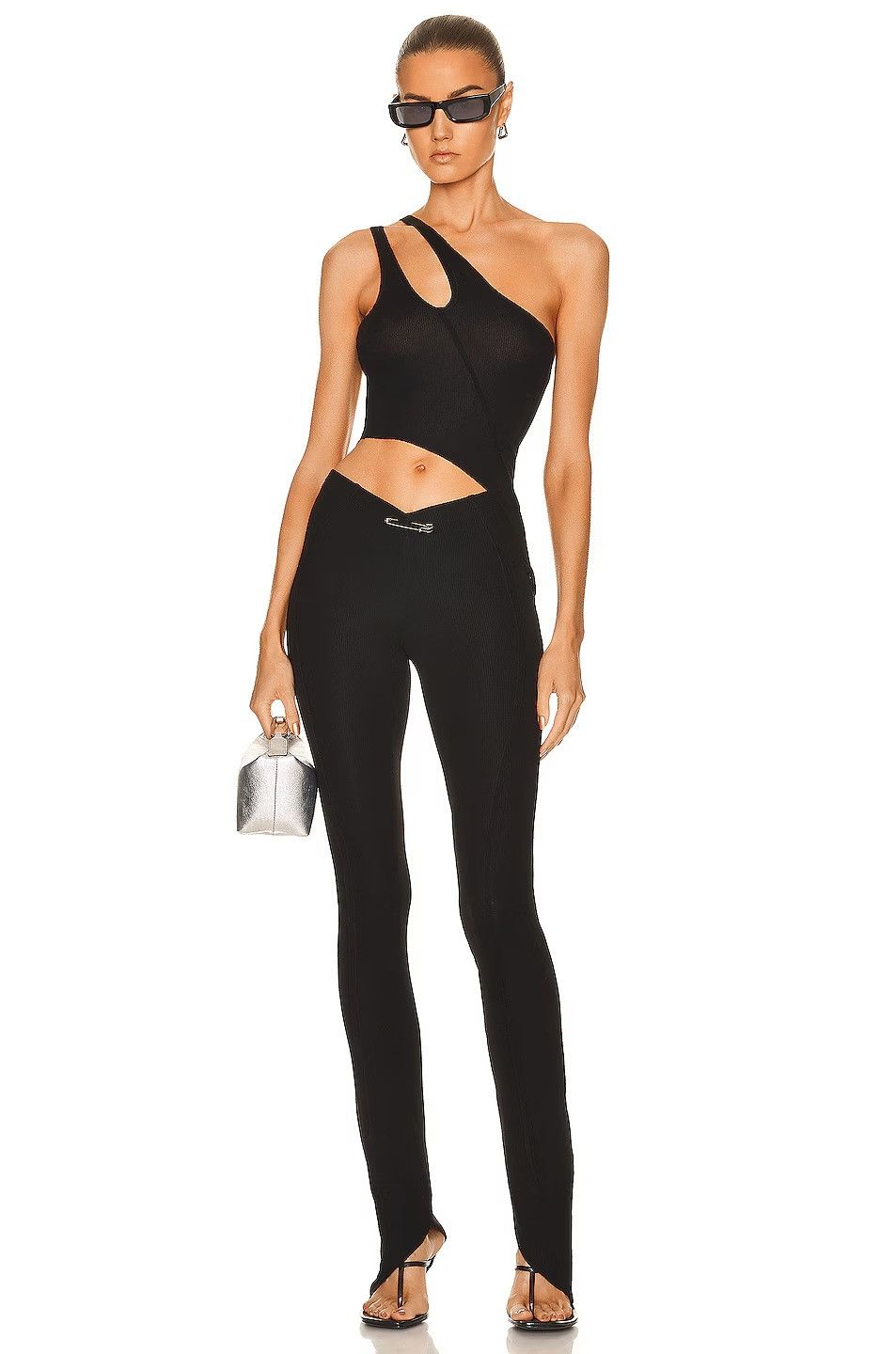 SAMI MIRO VINTAGE SAMI MIRO VINTAGE Black Rib Asymmetric Pants Size 30" / US 8 / IT 44 - 4 Thumbnail