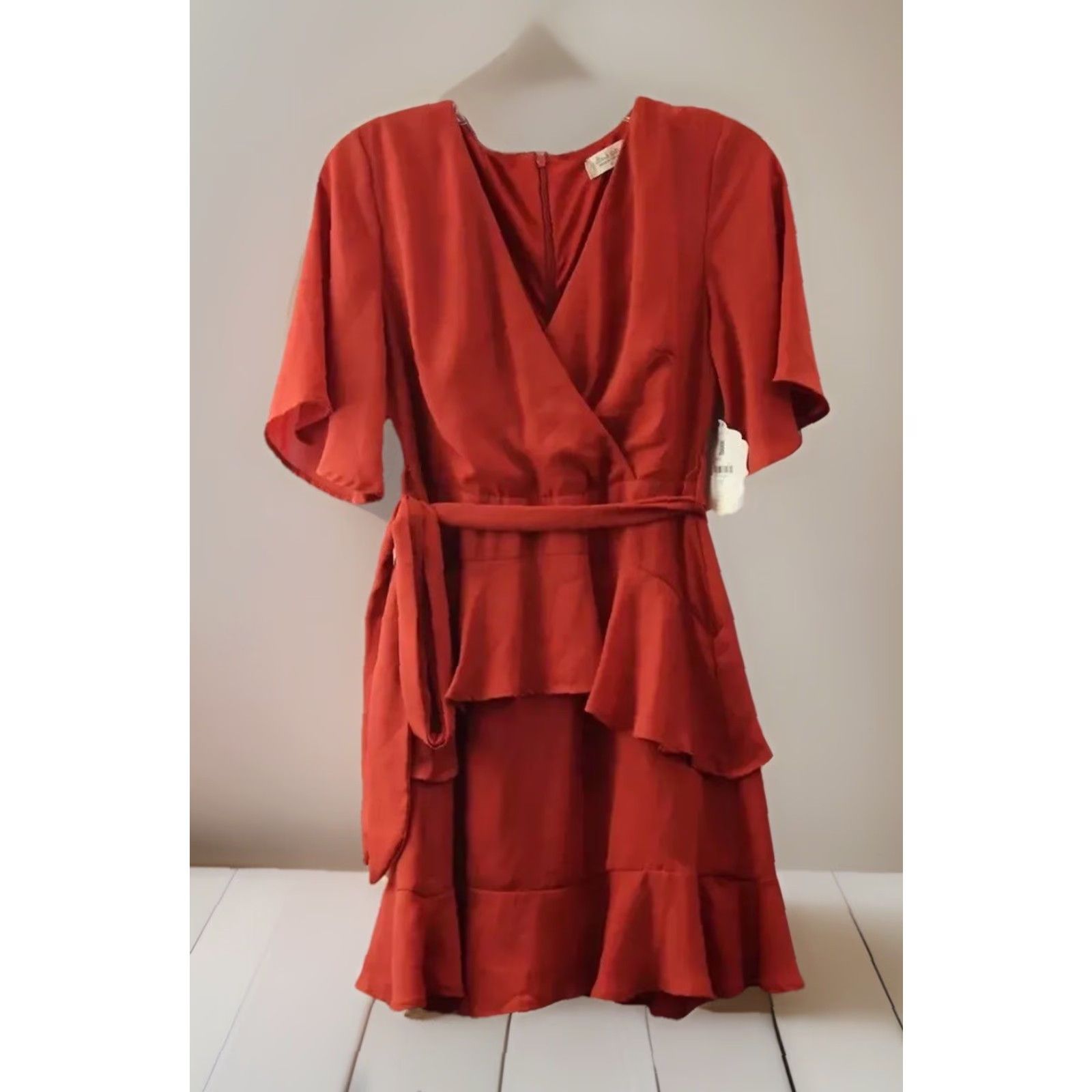 Vintage NWT Altar'd State Dress Mini Red Belted Ruffle Tie Size S Womens Size S / US 4 / IT 40 - 2 Thumbnail