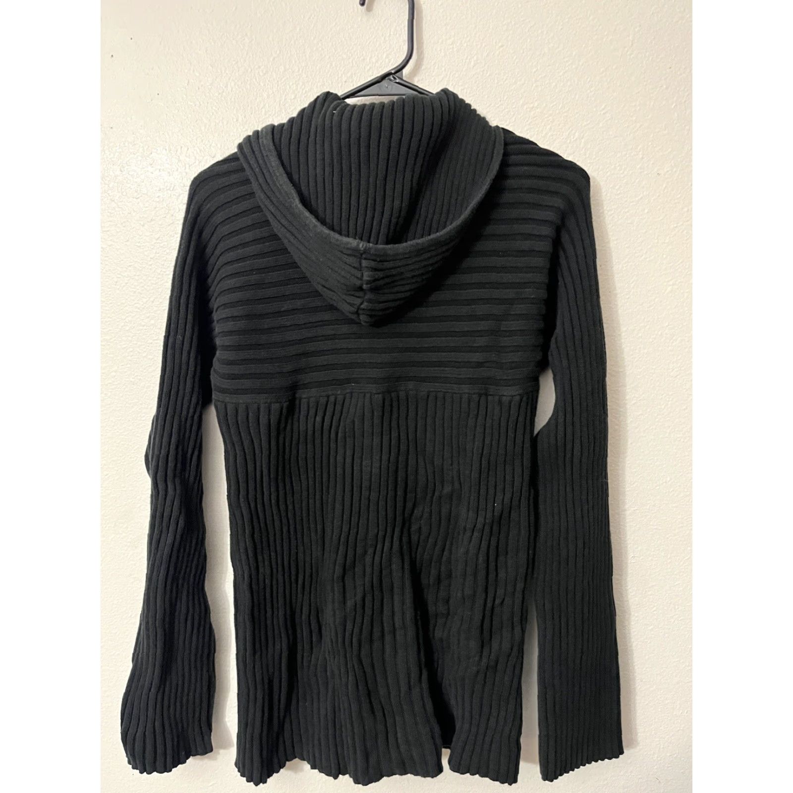 J.Crew J.CREW Pullover Hoodie Small Ribbed Heavy Black Solid V Neck Women Shirt/Hoody (Size S) Regular Knit Season: All 4 Size S / US 4 / IT 40 - 2 Thumbnail