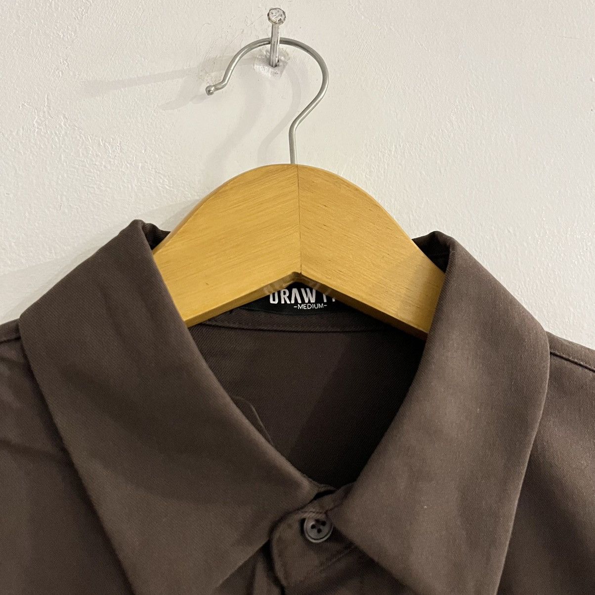 Japanese Brand draw - basic brown hidden button shirt Size US M / EU 48-50 / 2 - 4 Thumbnail