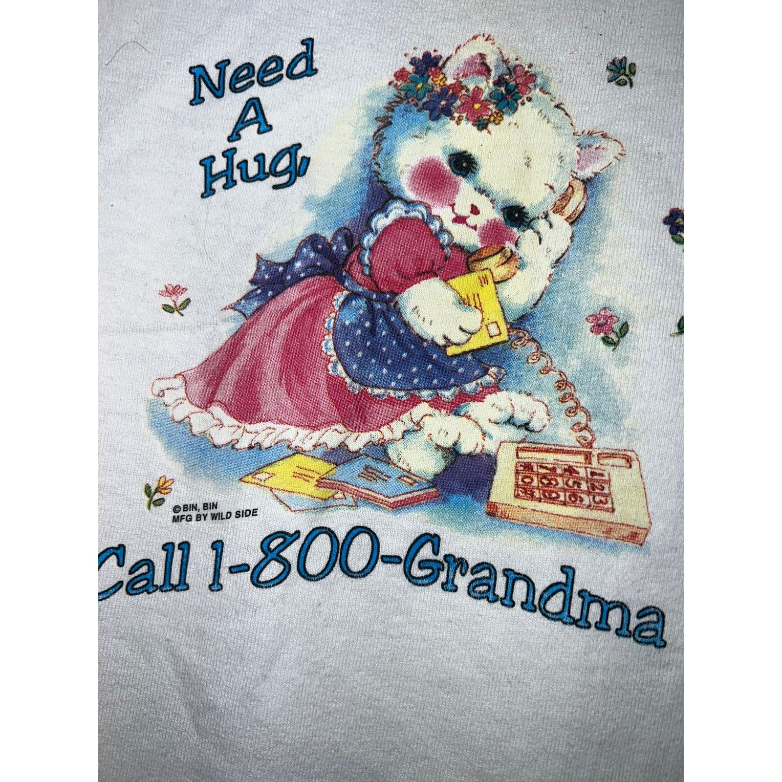 Hanes Vintage Grandma Shirt Need A Hug Call 1-800 90s Stained XL Size US XL / EU 56 / 4 - 3 Thumbnail