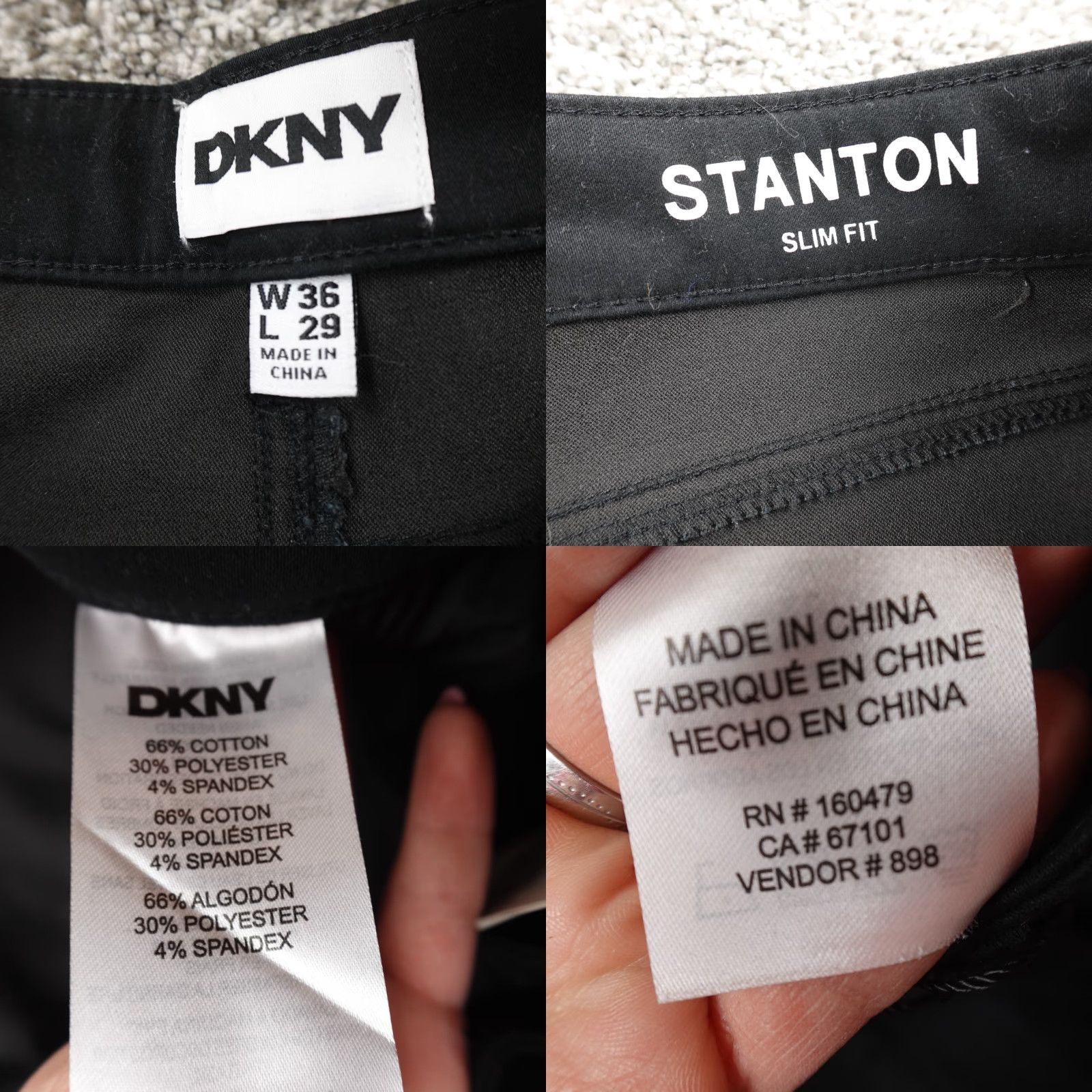 DKNY DKNY Pants Slim Straight Black 36x29 5-Pocket Stretch Chino Mens Modern Wear Size US 36 / EU 52 - 8 Thumbnail