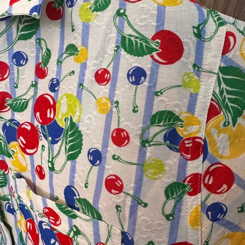 Gucci Gucci Size 38 Dark pattern full print logo cherry short-sle Size US XXS / EU 40 - 2 Thumbnail