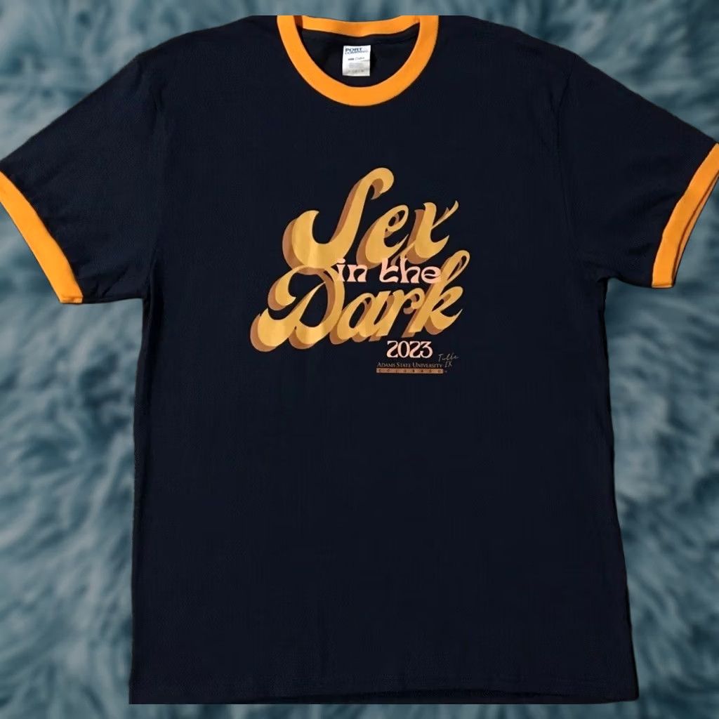 Vintage Adams State University Sex In The Dark Ringer Shirt L Blue Mens T-Shirt 80s Grunge Vintage Size US L / EU 52-54 / 3 - 1 Thumbnail