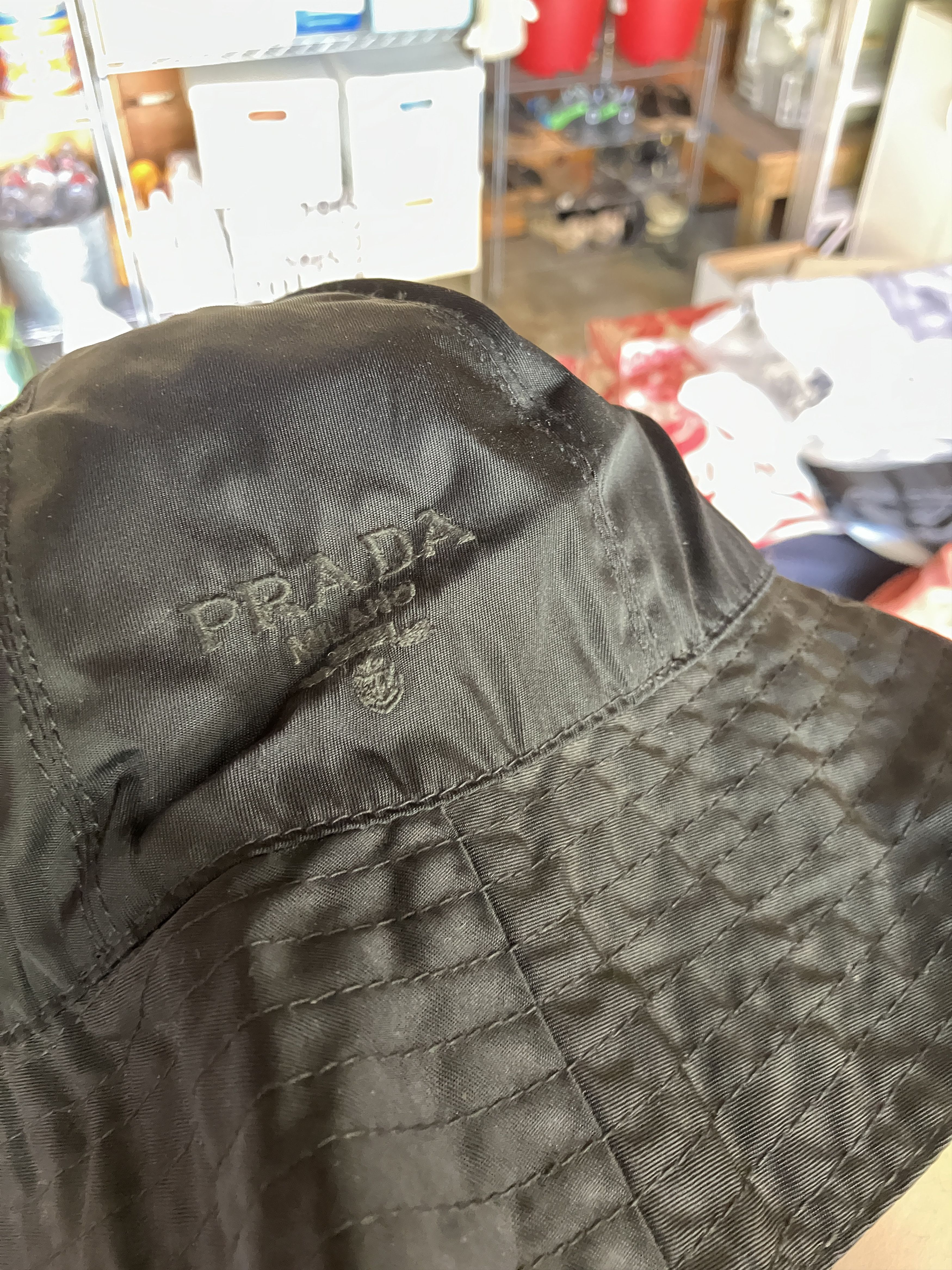 Prada 90s Prada Crest Logo Nylon Bucket Hat Size ONE SIZE - 2 Thumbnail