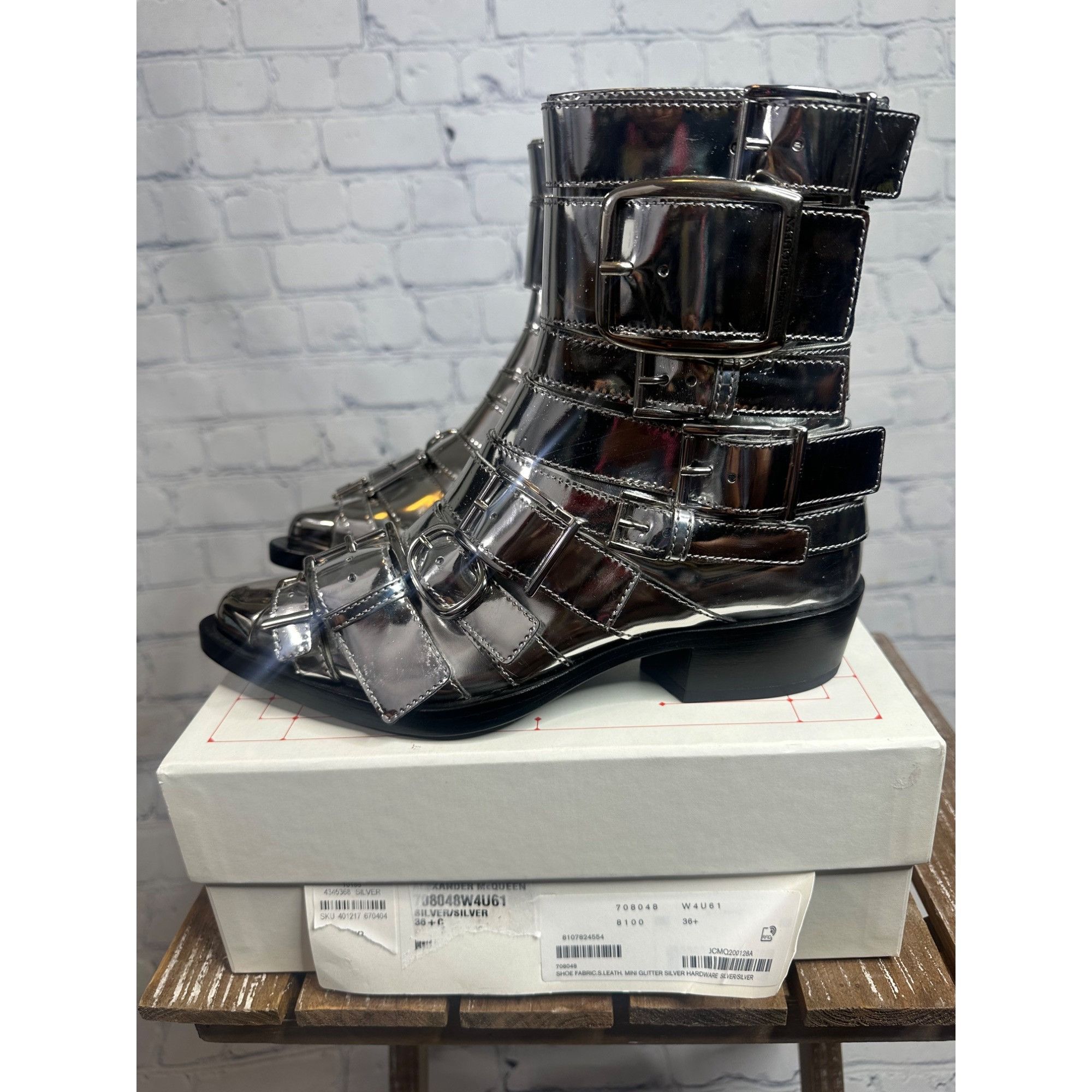Alexander McQueen Alexander McQueen Metallic Punk Buckle Bootie Size US 6 / IT 36 - 1 Thumbnail