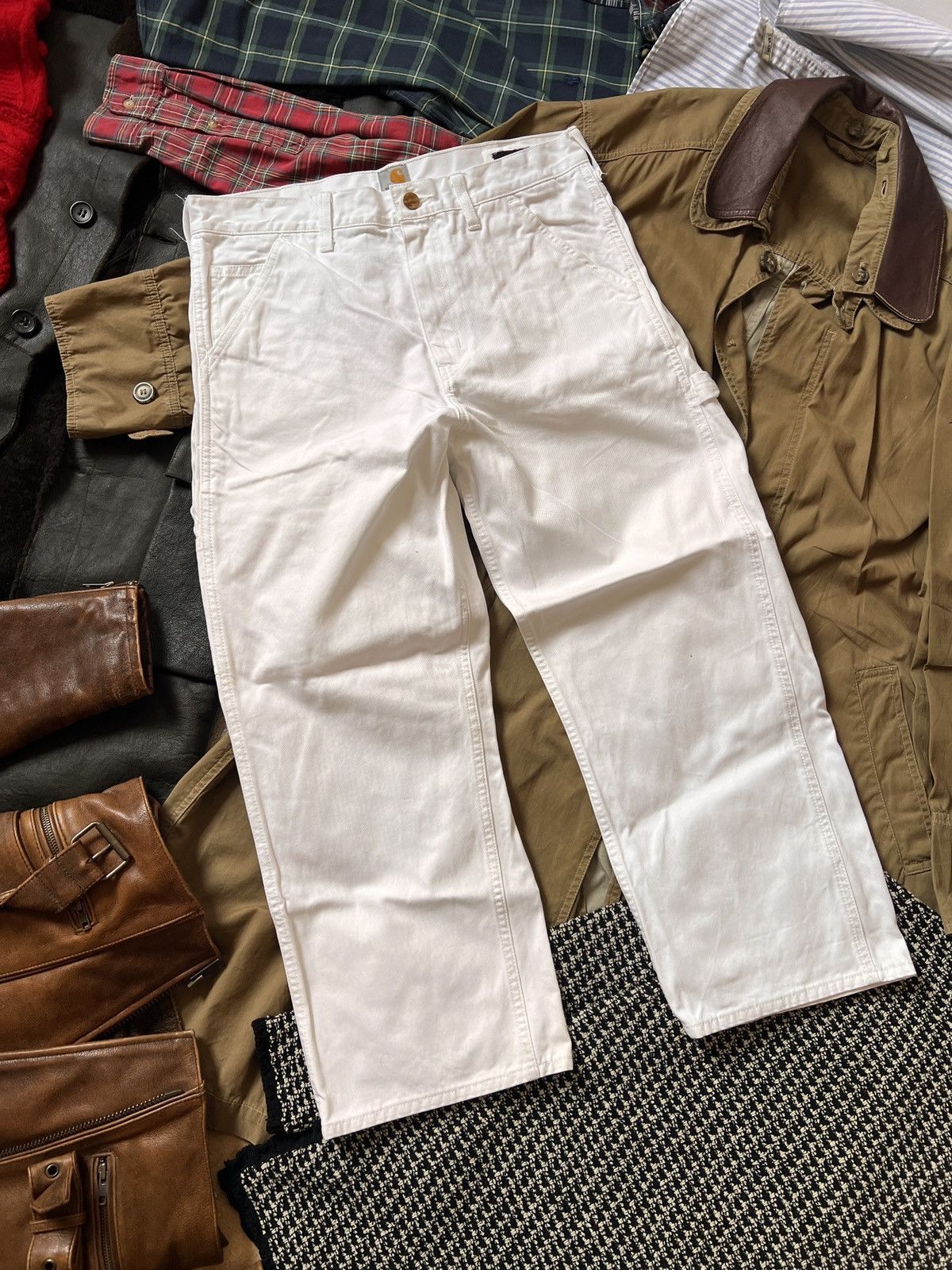 Carhartt × Junya Watanabe Junya Watanabe Carhartt Work White Denik Pants Joggers Size US 30 / EU 46 - 2 Thumbnail