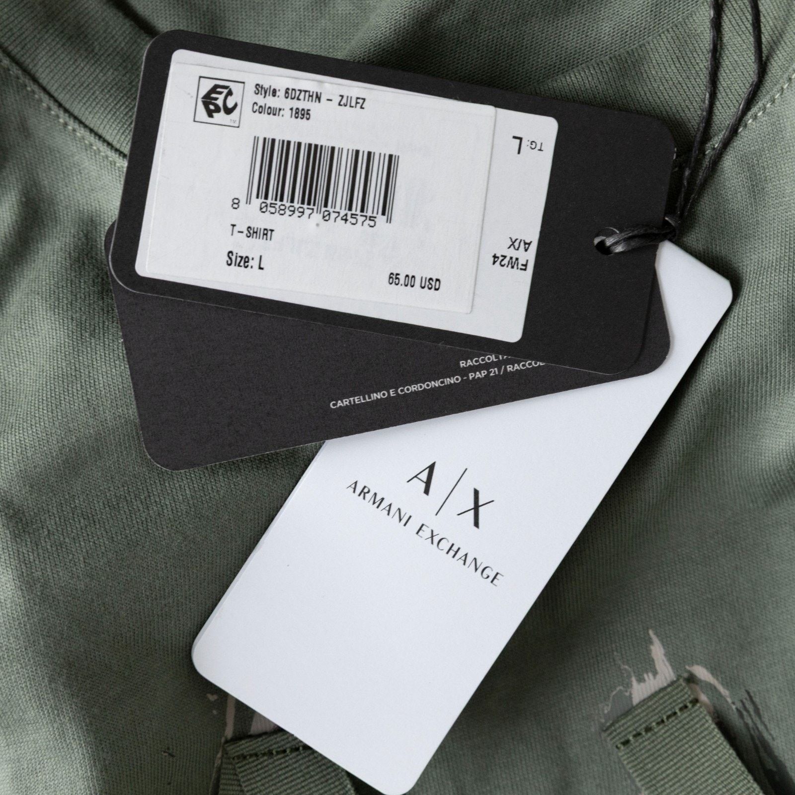 Armani Exchange Armani Exchange Short Sleeve T-shirt Green Size L Size US L / EU 52-54 / 3 - 6 Thumbnail