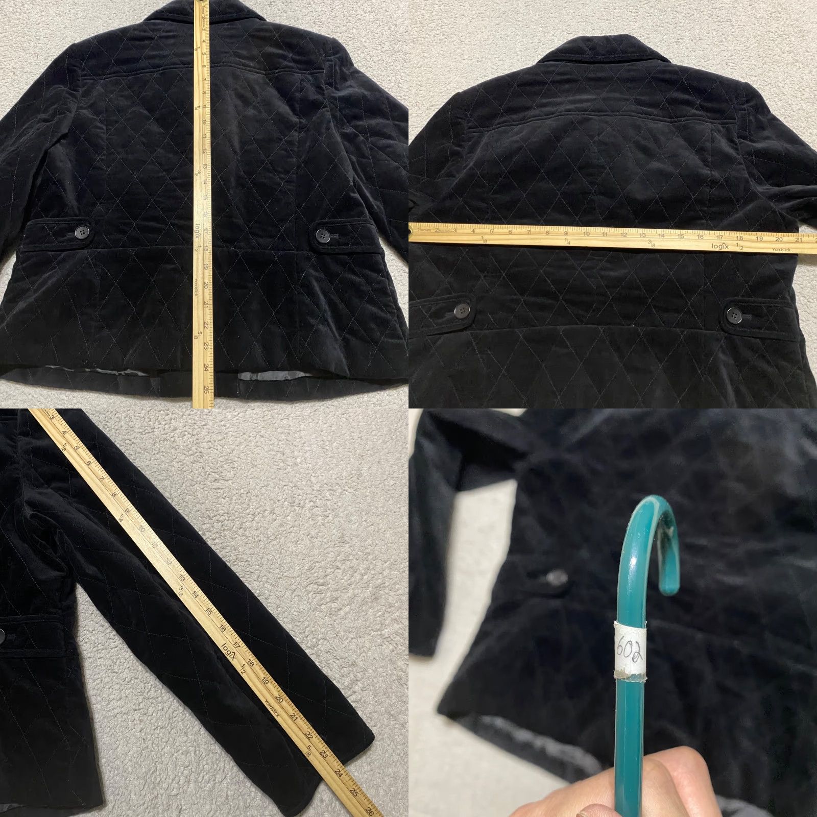 Talbots Talbots Jacket Womens 16P Petites Black Quilted Long Sleeve Lined Button Up - Velvet Cotton Blend - Short - Classic style - Vintage No - 2010s? Size XXL / US 16-18 / IT 52-54 - 8 Thumbnail
