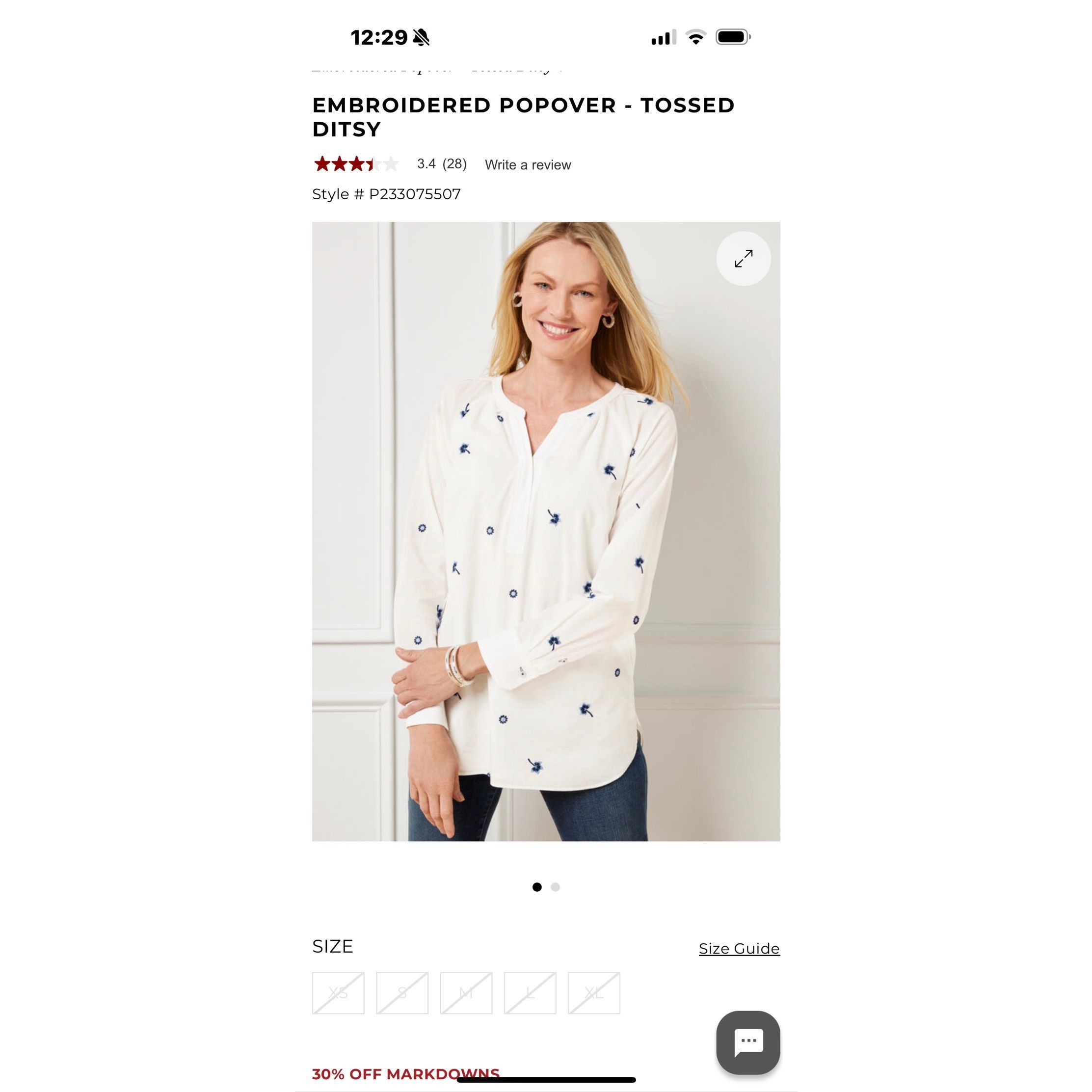Robert Talbott Talbots EMBROIDERED POPOVER - TOSSED DITSY sz M Size M / US 6-8 / IT 42-44 - 1 Thumbnail