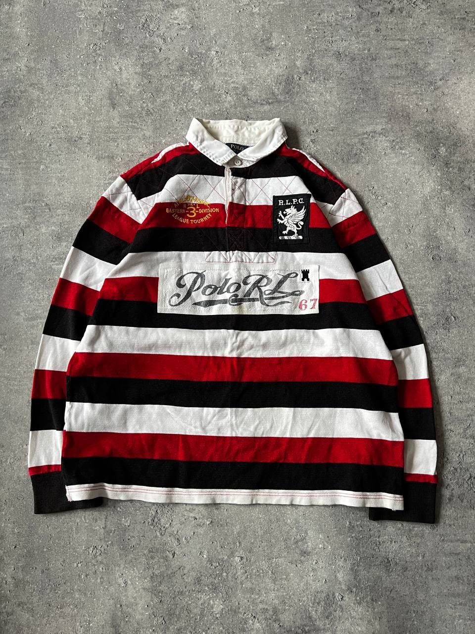 Pre-owned Polo Ralph Lauren Luxury T City Big Logo Rugby Long Sleeve In White
