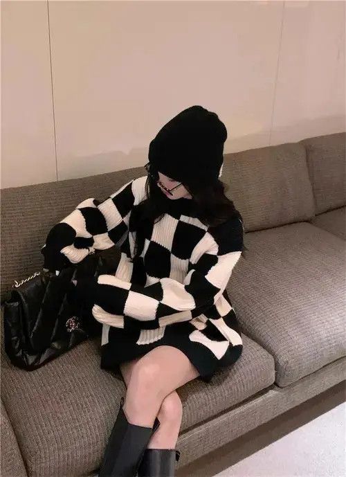 Japanese Brand Long Sleeve Plaid Sweater Size ONE SIZE - 6 Thumbnail