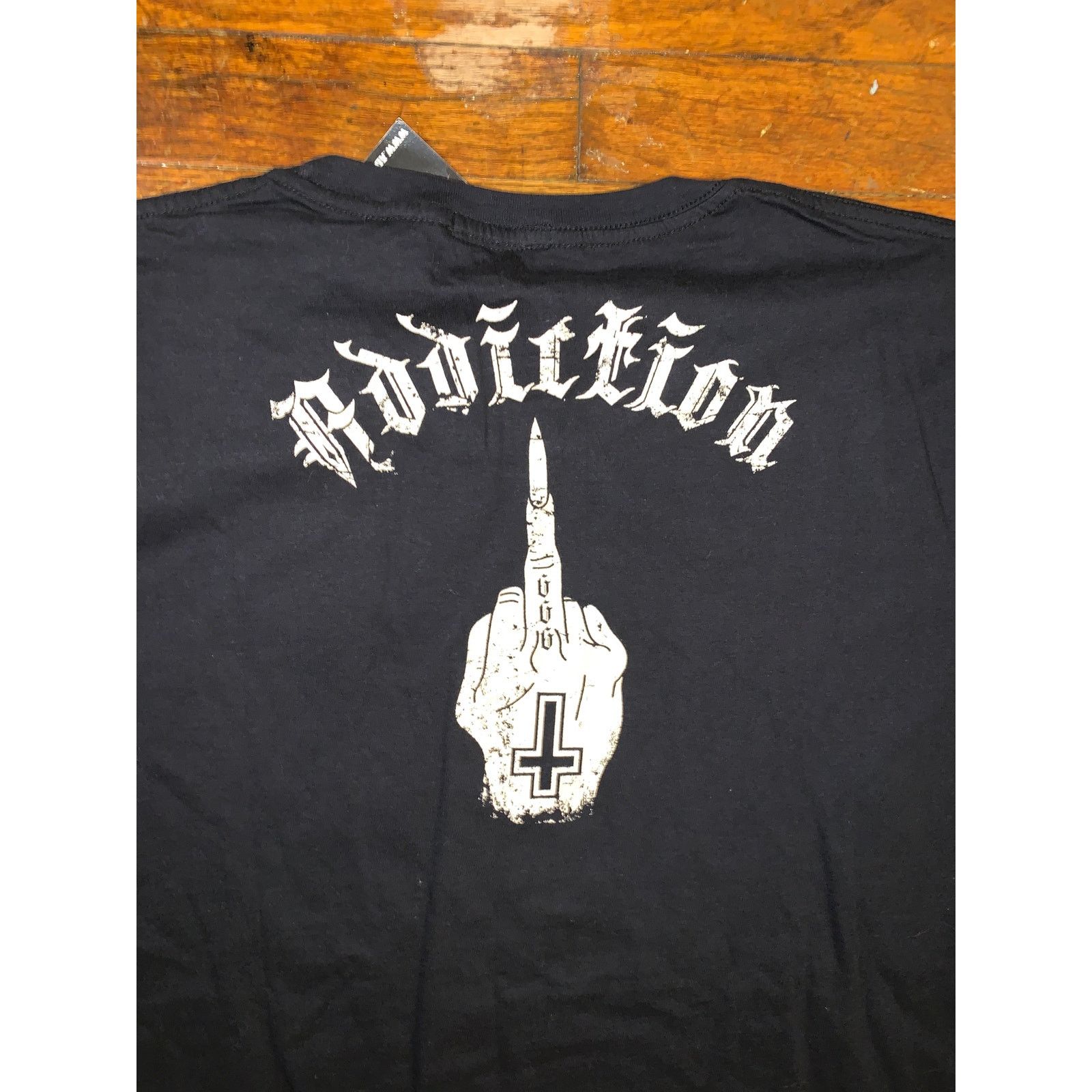Other Addiction Middle Finger Cross T Shirt XL Black Gothic NWT Size US XL / EU 56 / 4 - 9 Thumbnail