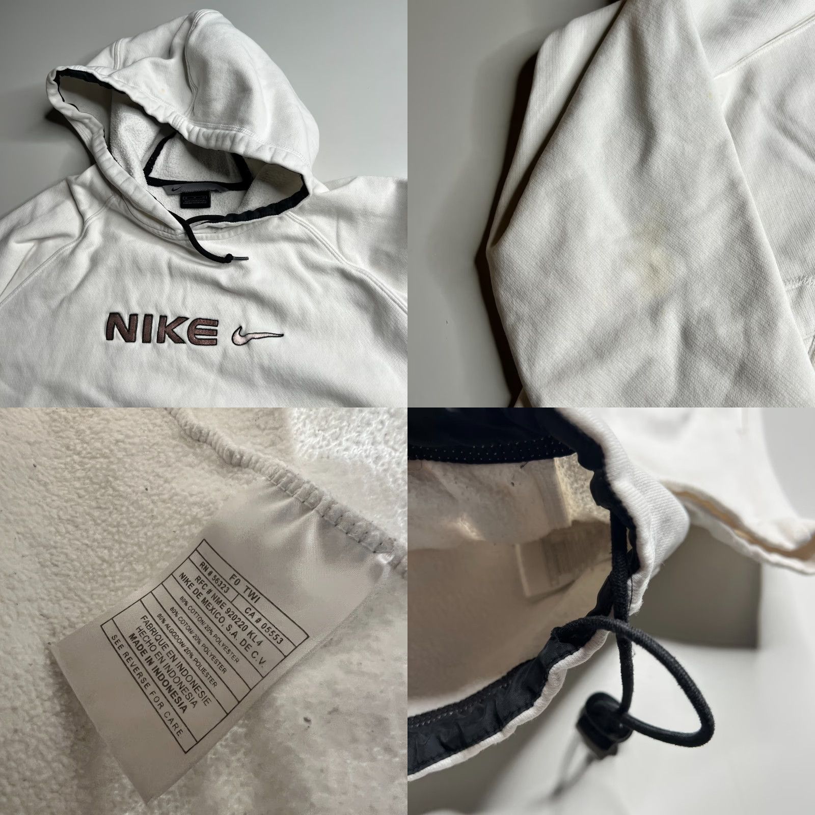 Nike VINTAGE Nike Pullover Hoodie White Swoosh Logo Mens M Light Stain Hoodie Mens M White Nike Pullover Hoodie 2000s Y2K Streetwear Size US M / EU 48-50 / 2 - 8 Thumbnail