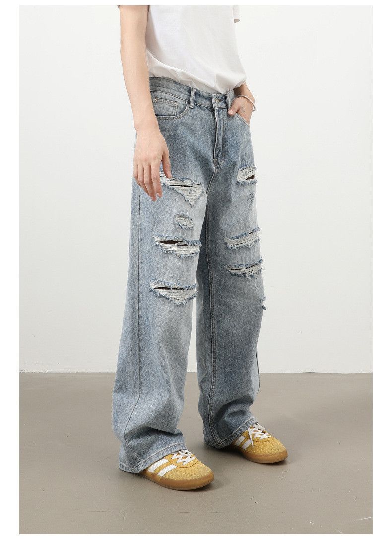 Vintage American retro washed men's loose high street ripped jeans Size US 32 / EU 48 - 6 Thumbnail