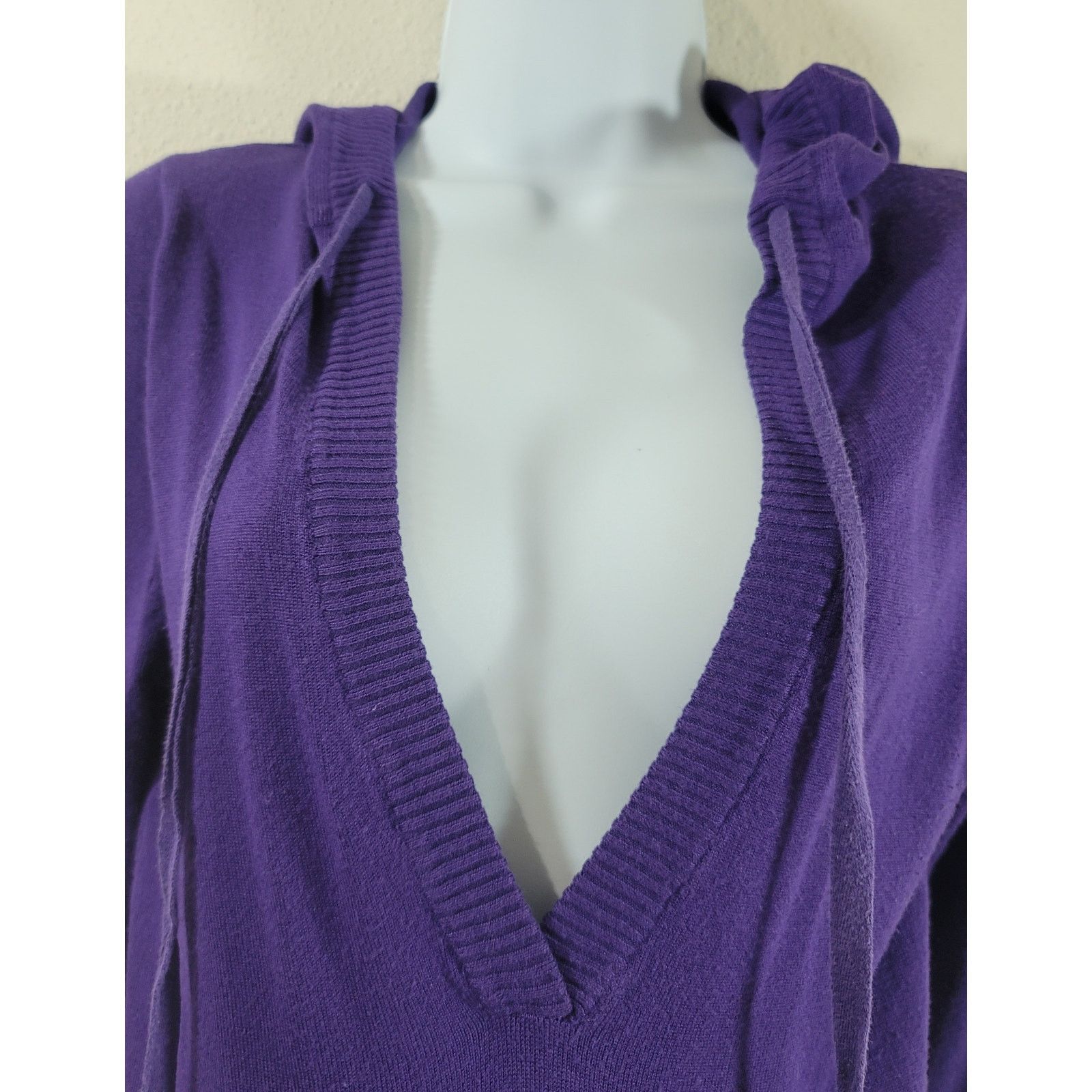 rue21 Rue 21 Purple Deep V Neck Drawstring Hoodie Sweater Medium Size M / US 6-8 / IT 42-44 - 6 Thumbnail