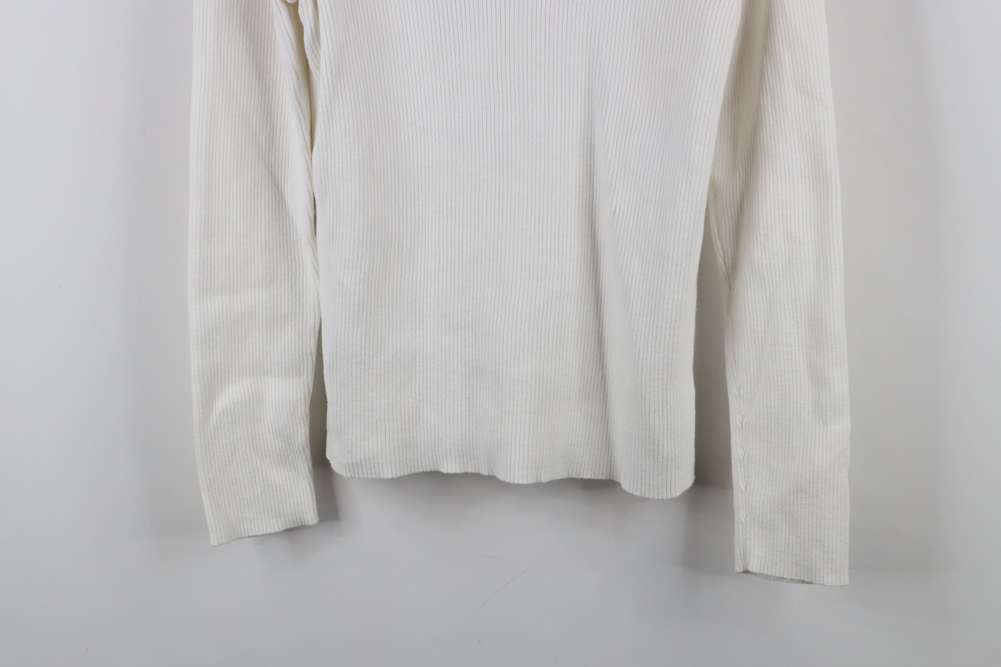 Ralph Lauren × Vintage Vintage 90s Ralph Lauren Ribbed Turtleneck Sweater White Size L / US 10 / IT 46 - 3 Thumbnail
