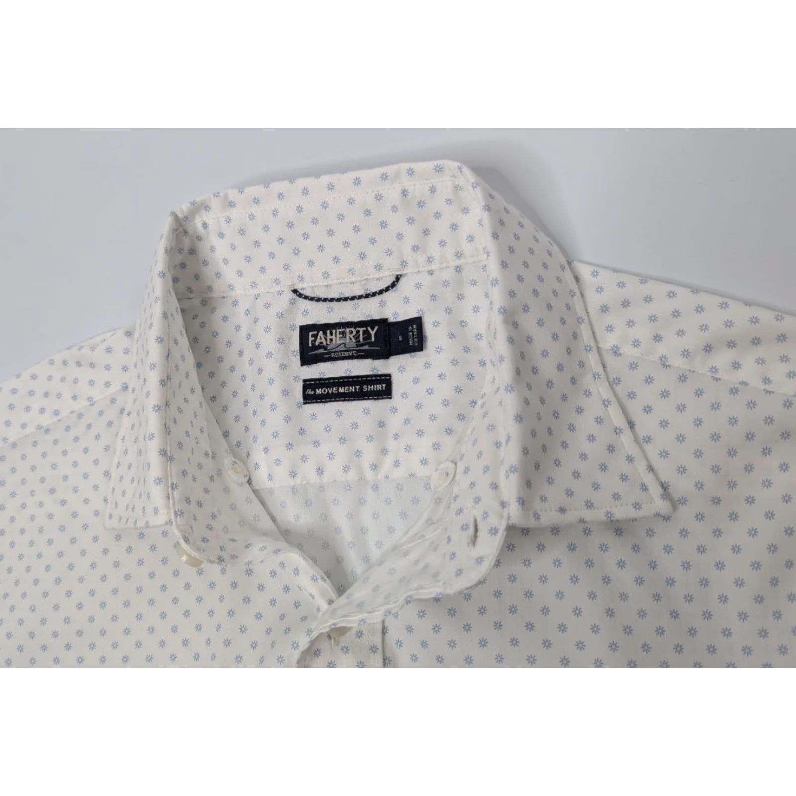 Faherty Faherty Shirt Mens Small The Movement White Geometric Button Down S/S MWS2330 Size US S / EU 44-46 / 1 - 7 Thumbnail