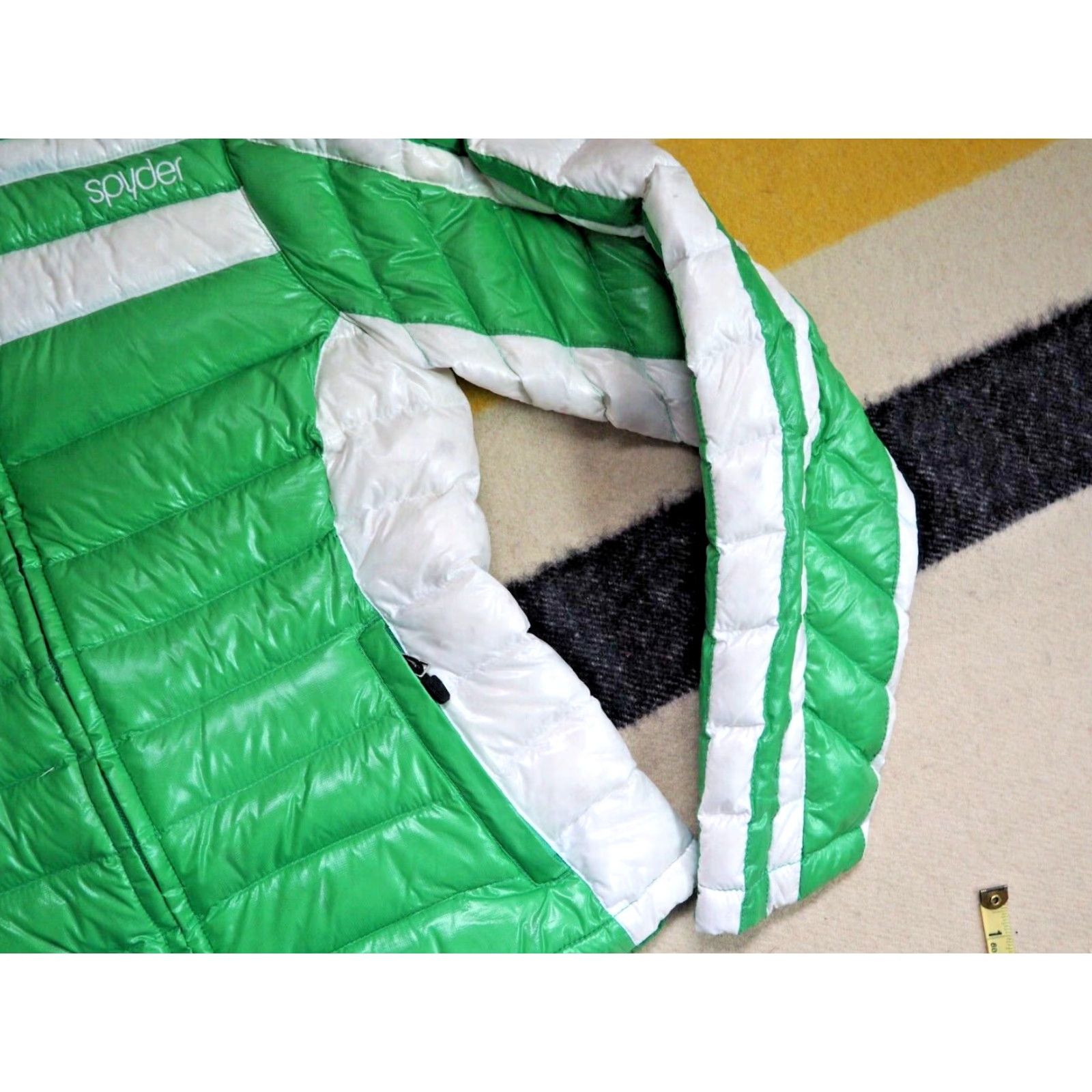 Spyder SPYDER Green White Striped Down Zip Outdoor Logo Puffer Jacket Womens S Size S / US 4 / IT 40 - 7 Thumbnail