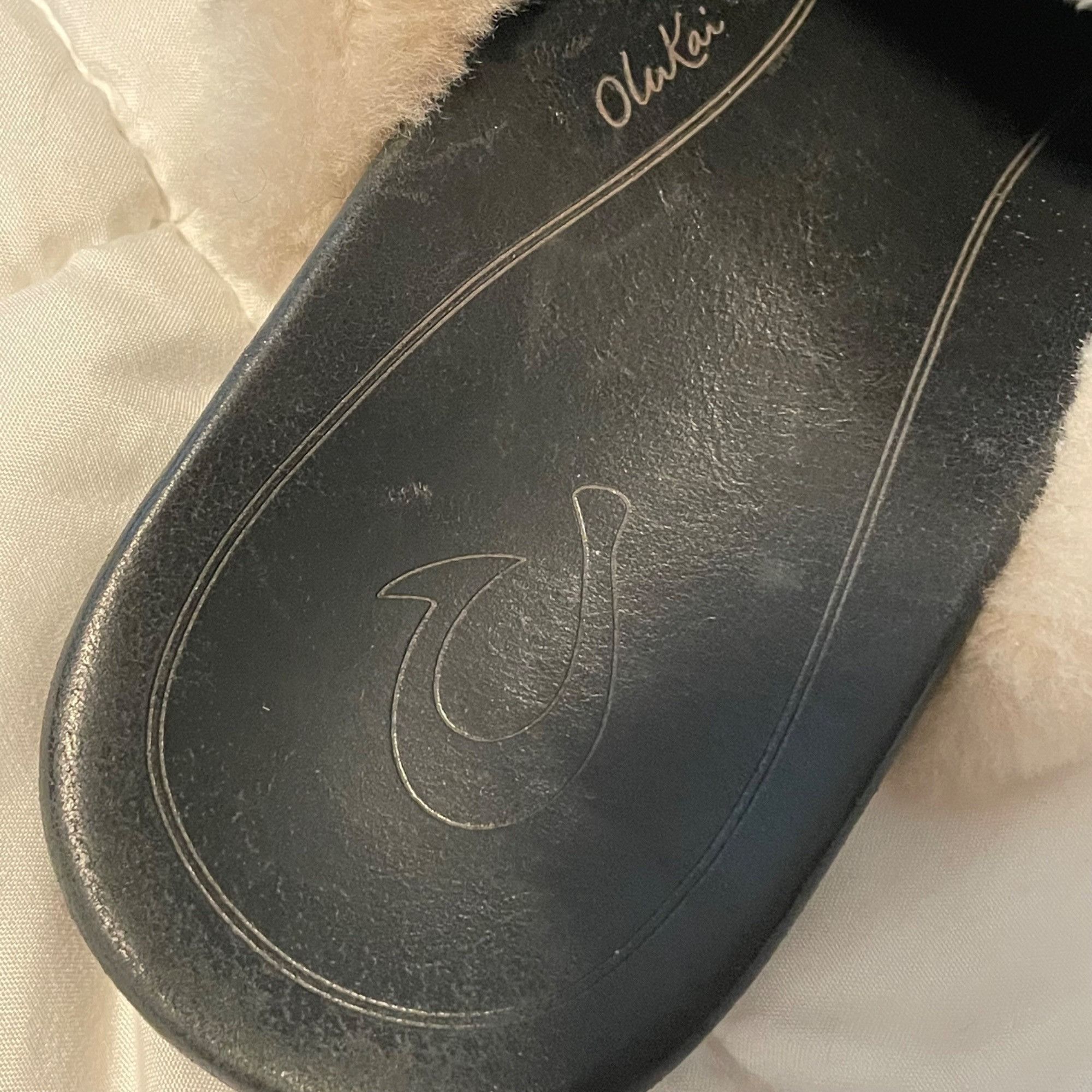 Olukai Olukai Womens Loma Hulu Shearling-Lined Leather Soles Slippe Size US 7 / IT 37 - 5 Thumbnail