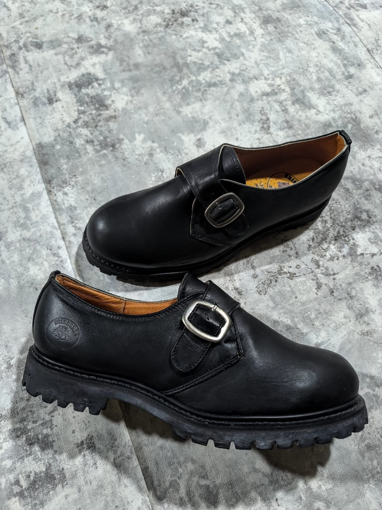 Genuine Leather Grinders Monk Strap Chunky Leather Derby Shoes England Punk Size US 10 / EU 43 - 1 Thumbnail