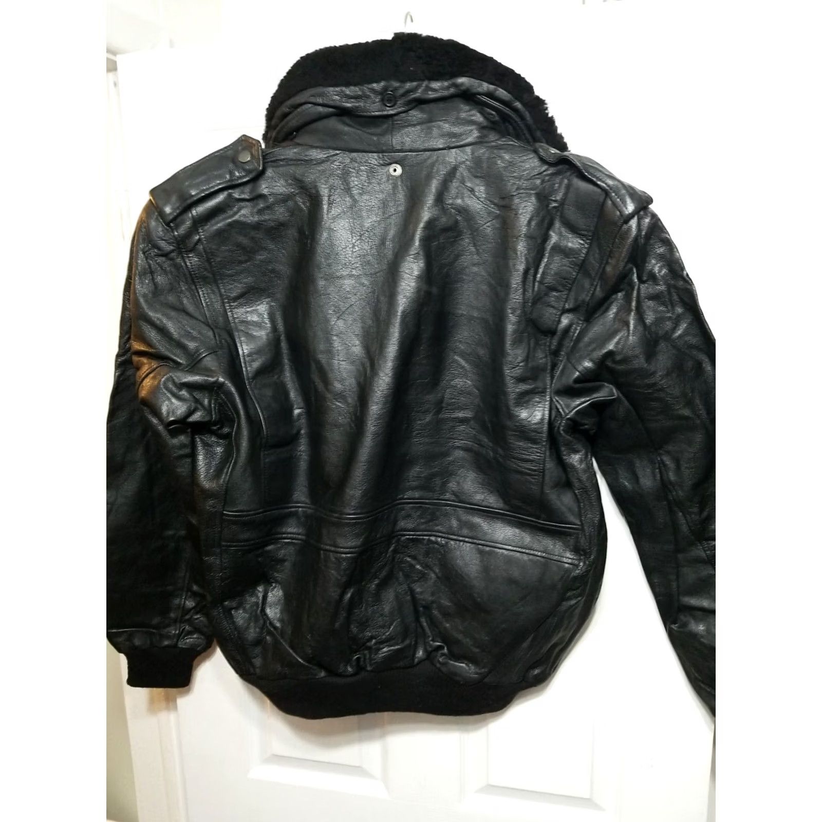 Skin VINTAGE Gander Mountain Leather Goat Skin Flannel Lined Jacket Sz 46 Mens Womens Chest 24.5 Length 26 Black Deadstock Size US S / EU 44-46 / 1 - 5 Thumbnail