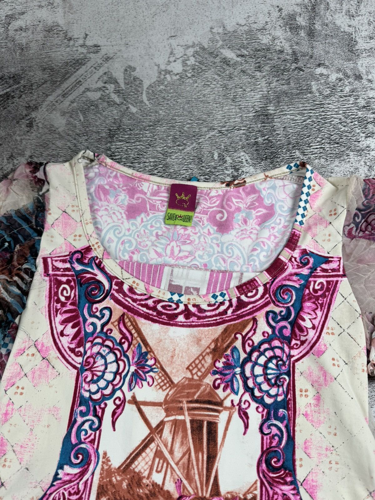 Designer Vintage Save The Queen Y2K Distressed Dress Top T-Shirt Size M / US 6-8 / IT 42-44 - 9 Thumbnail