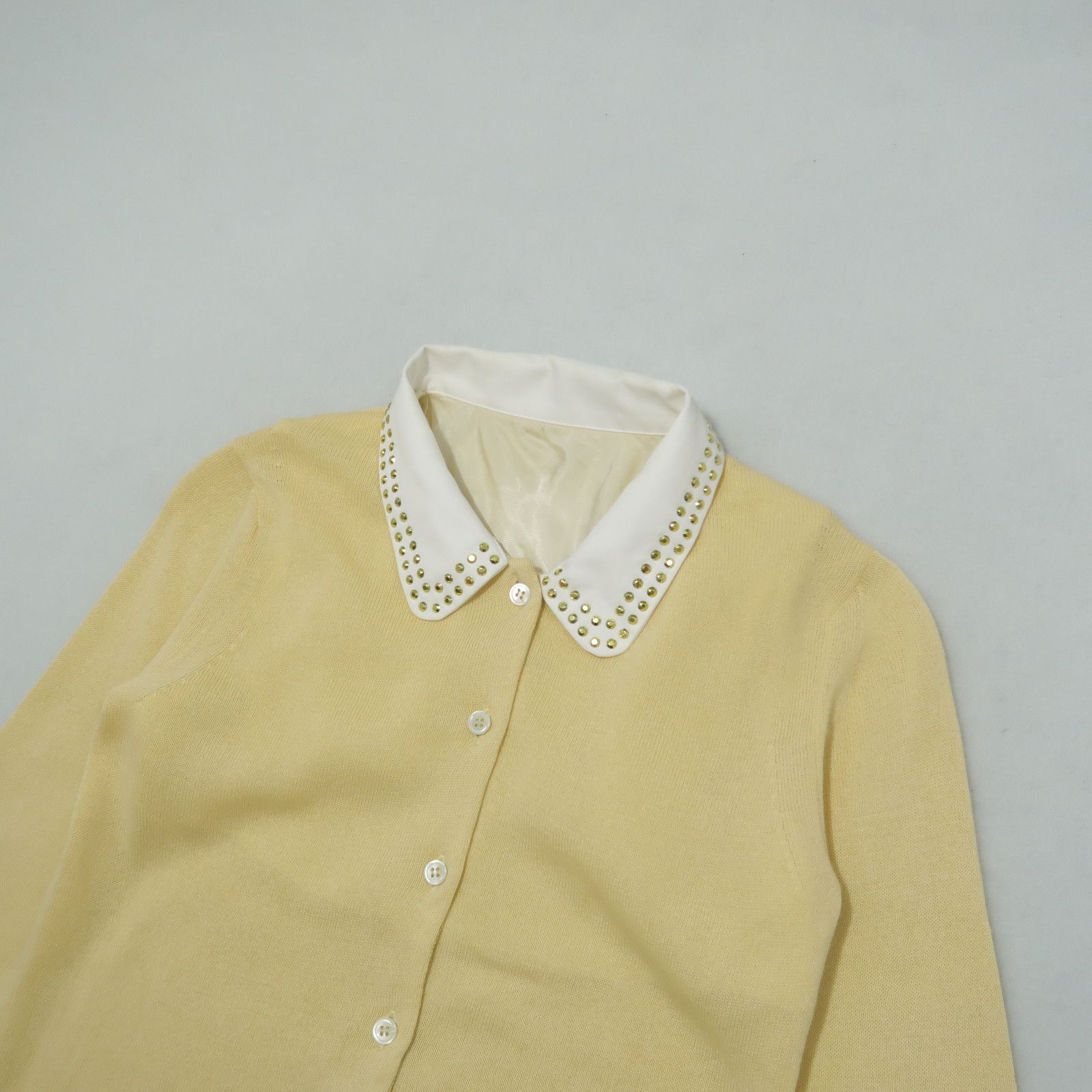 Sacai Sacai Ruffle Ribbed Shirt Cardigan Knit Studded Collar Size US S / EU 44-46 / 1 - 3 Thumbnail