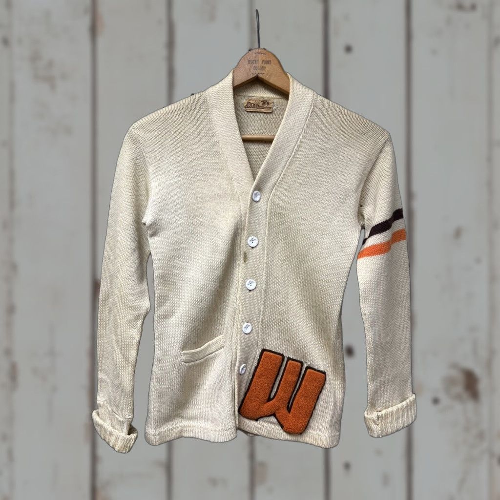 Jockey VINTAGE Jockey Letterman Cardigan Sweater Shirt Knit M Ivory 1950s Mens Size US M / EU 48-50 / 2 - 1 Thumbnail