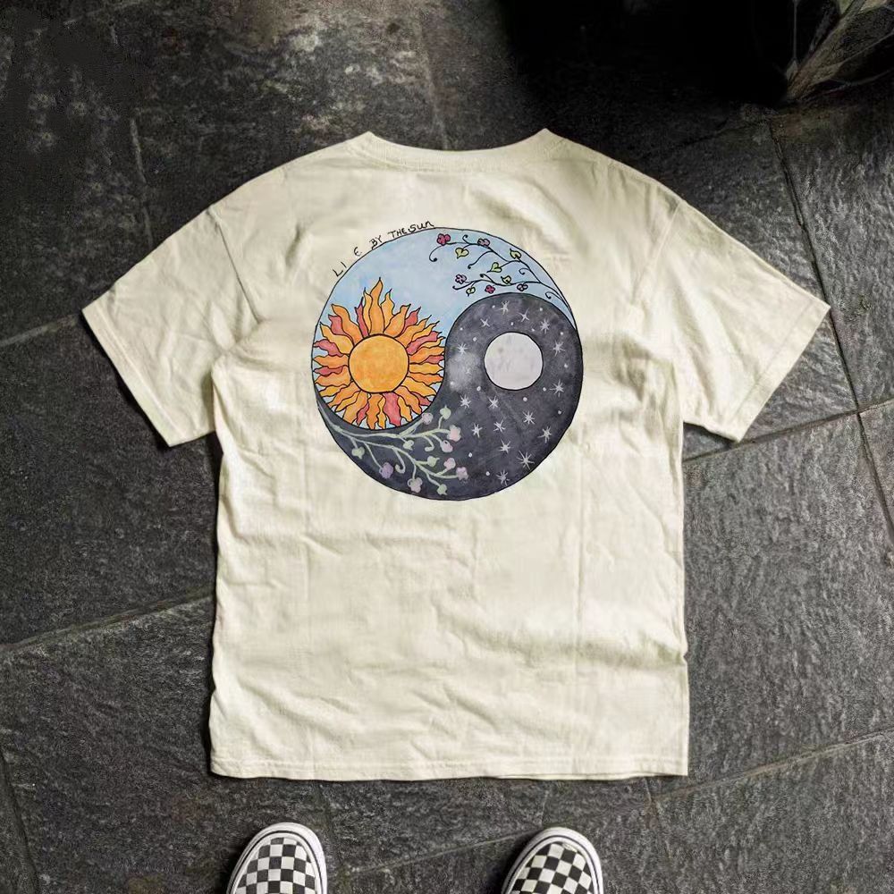 Vintage Beige washed vintage sun and moon print t-shirt Size US M / EU 48-50 / 2 - 1 Thumbnail