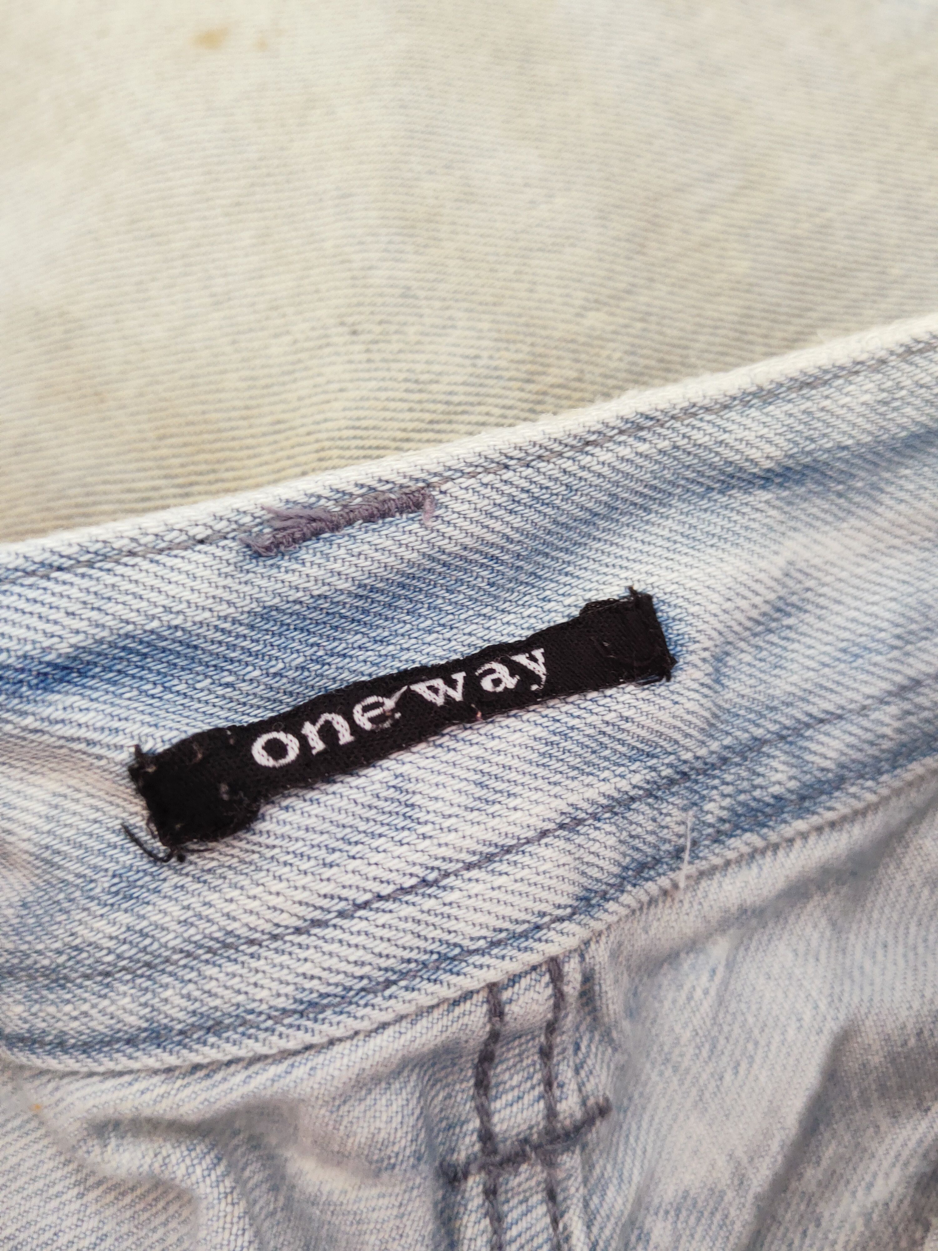 Japanese Brand One Way Blue Faded Distressed Ripped Jeans #W691 Size US 27 - 15 Thumbnail