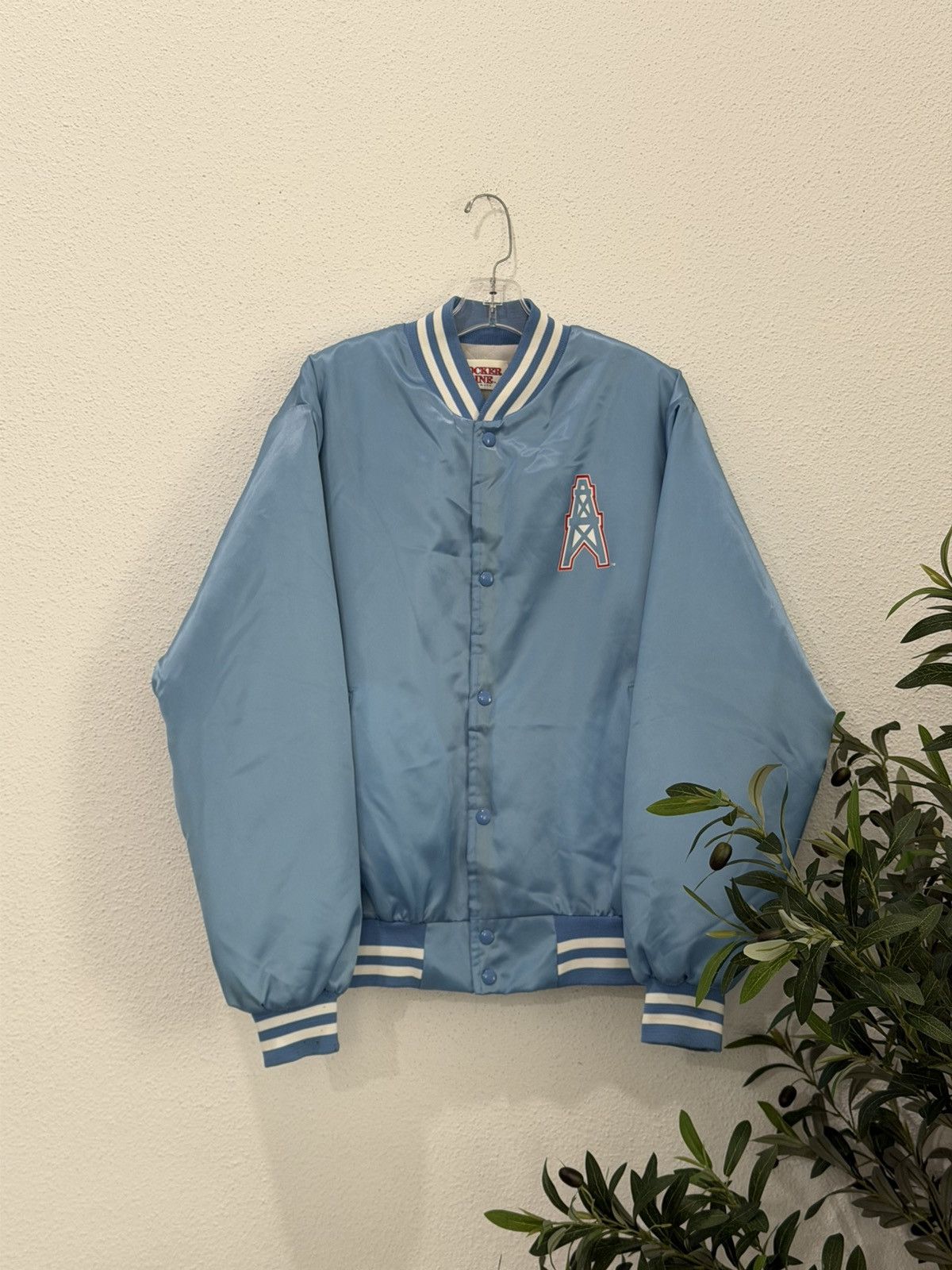 NFL Vintage 80s Houston Oilers Satin Bomber Jacket Locker Line L Size US L / EU 52-54 / 3 - 4 Thumbnail