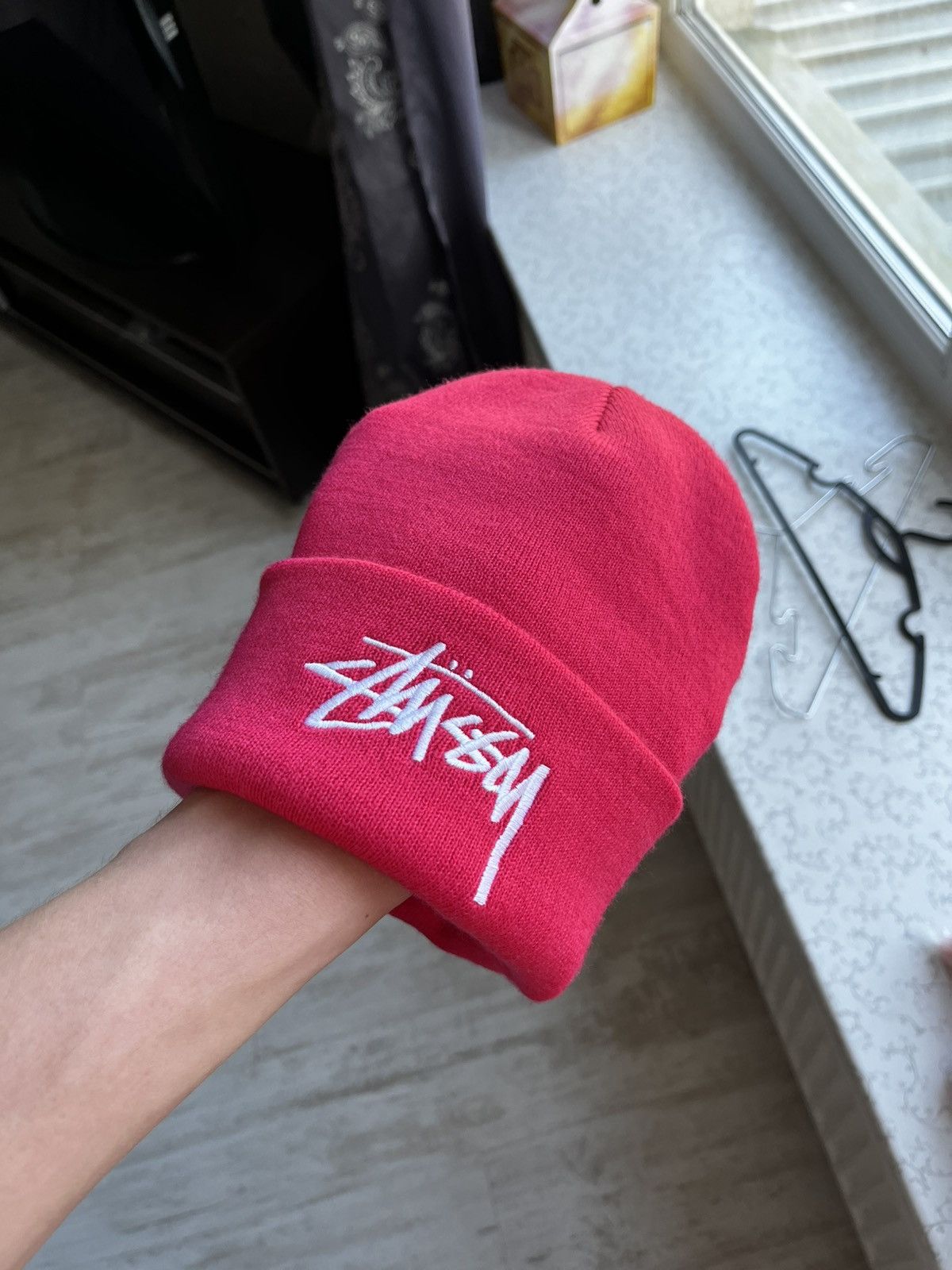 Stussy STUSSY STOCK CUFF BLACK BEANIE HAT OS PINK Y2K Rare Size ONE SIZE - 6 Thumbnail