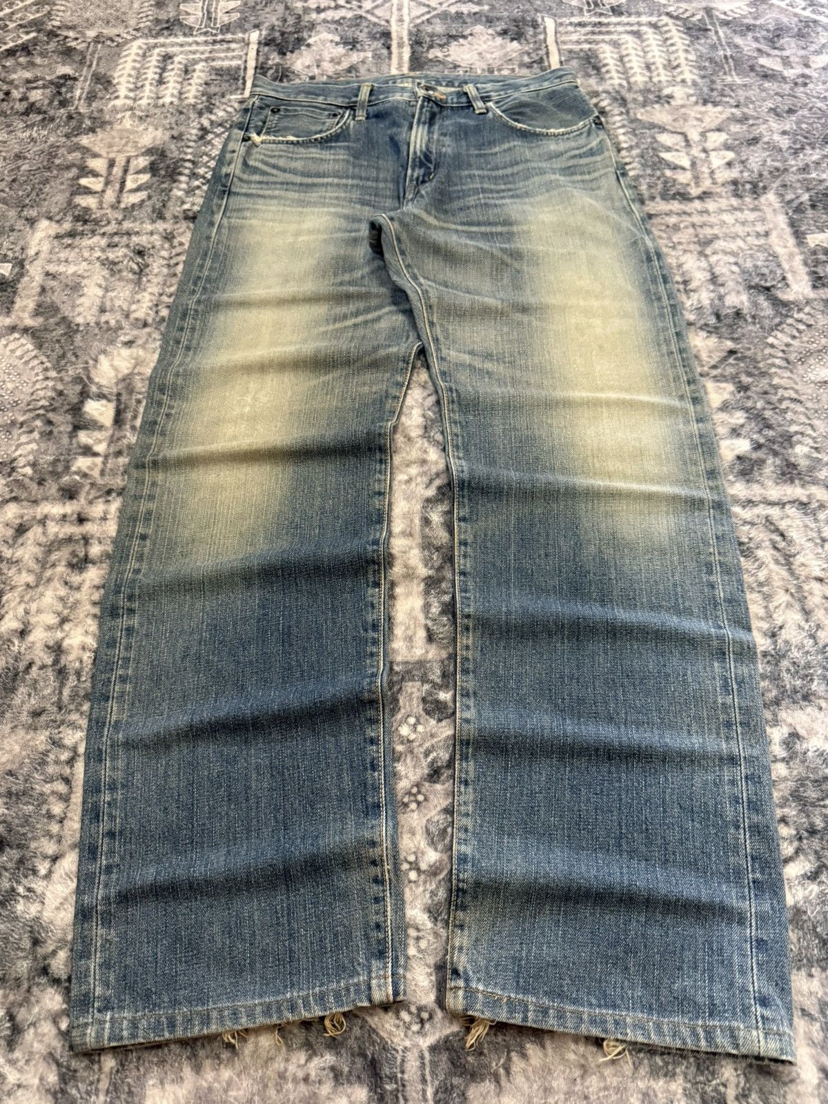Japanese Brand EDWIN 505 Muddy Wash Selvedge Jeans Straight Loose Size US 32 / EU 48 - 2 Thumbnail