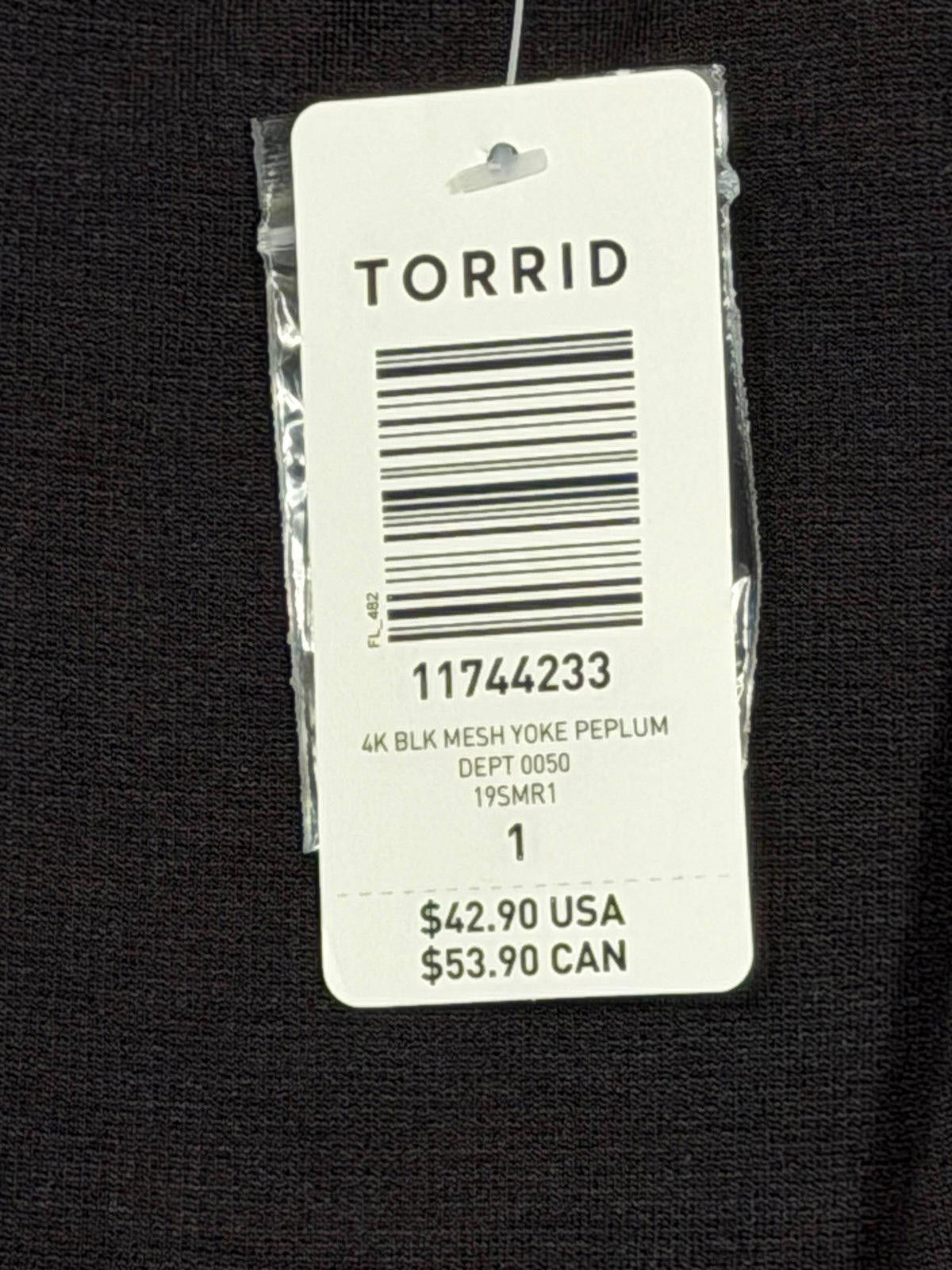 Other Torrid Black Mesh Yoke Peplum Top Size 1 NWT Size XL / US 12-14 / IT 48-50 - 2 Thumbnail