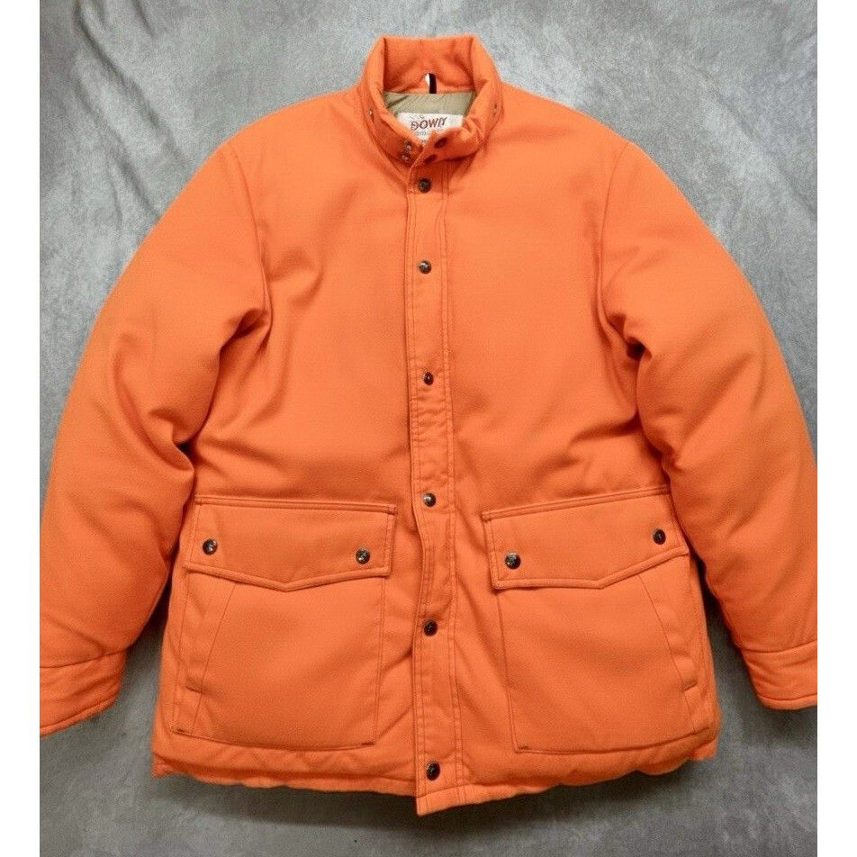 Vtg 70s Schott NYC Down Et Plume Puffer Jacket Orange Goose