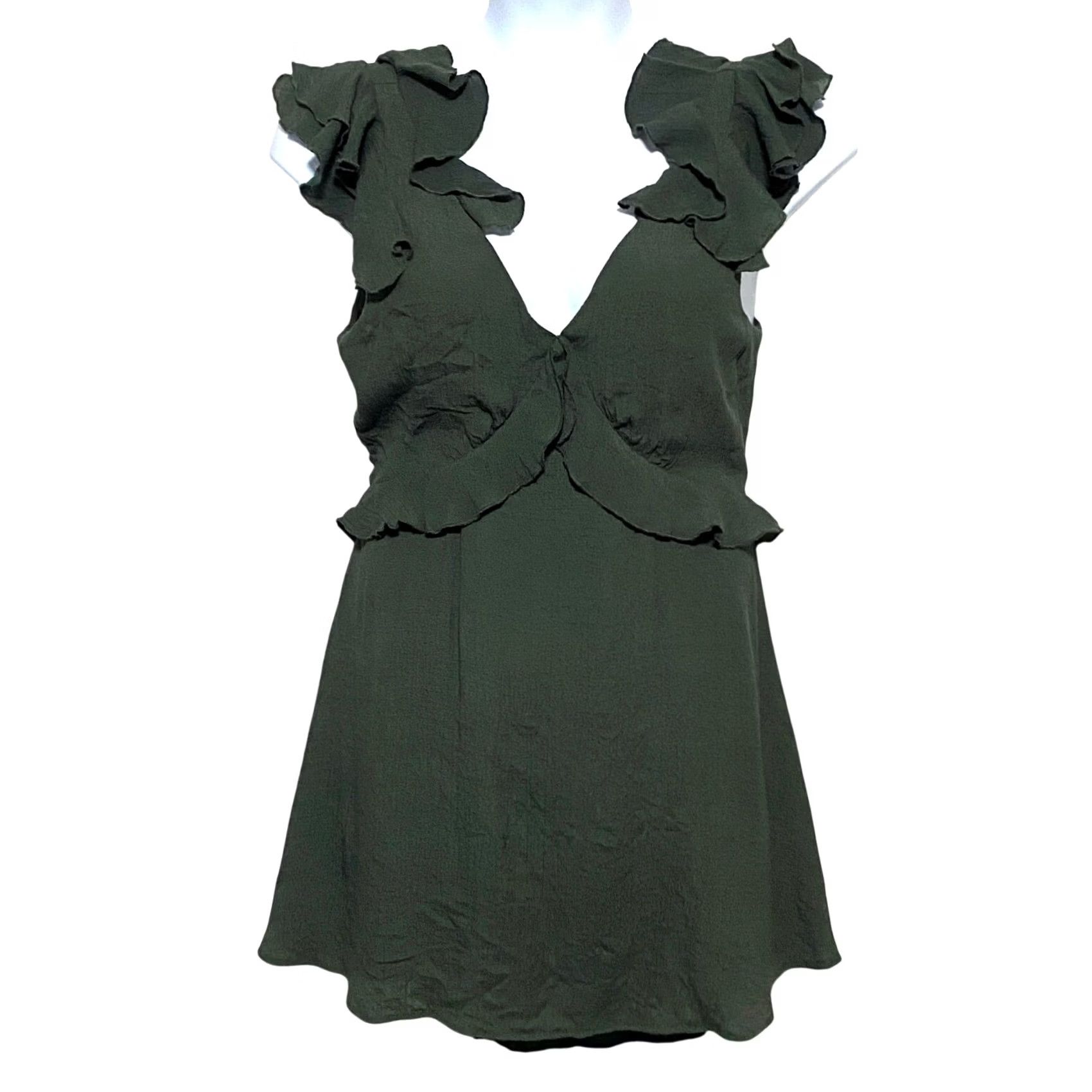 Vintage VINTAGE Mi ami Dress Womens XL Green Neck Ruffles Open Back Tie Closure Boho Fairy Dainty Y2K Size XL / US 12-14 / IT 48-50 - 2 Thumbnail