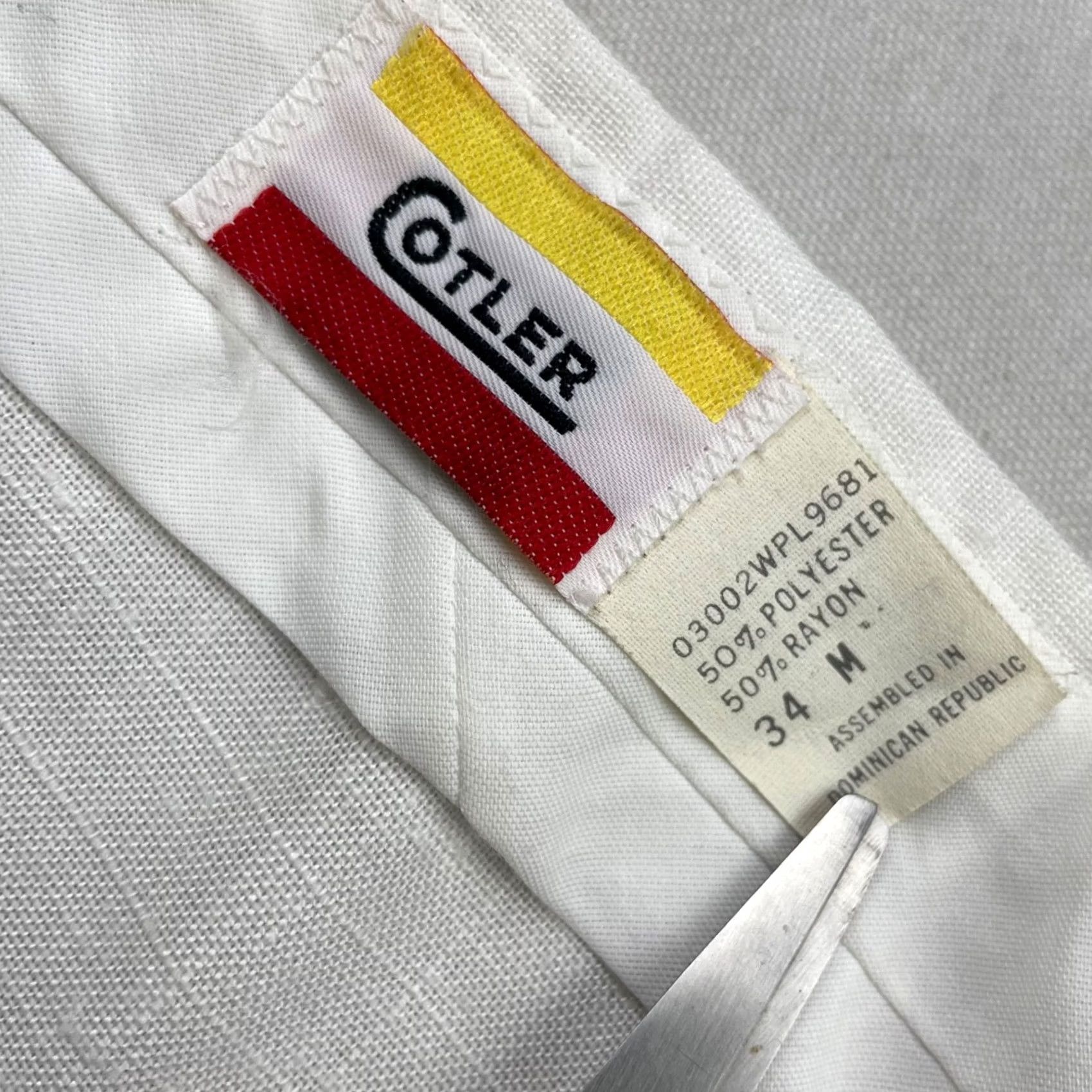 Vintage VTG Colter Men’s Resort Pants White 34x32 Pleated Lightweight Polyester Rayon Beach Pants Mens Regular Size US 34 / EU 50 - 4 Thumbnail