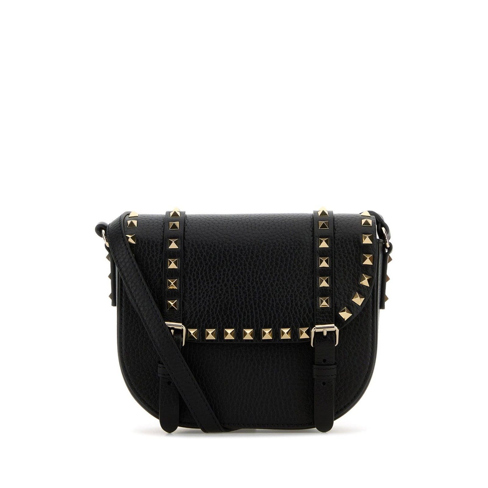VALENTINO GARAVANI Rockstud Black Grainy Leather Shoulder Ba